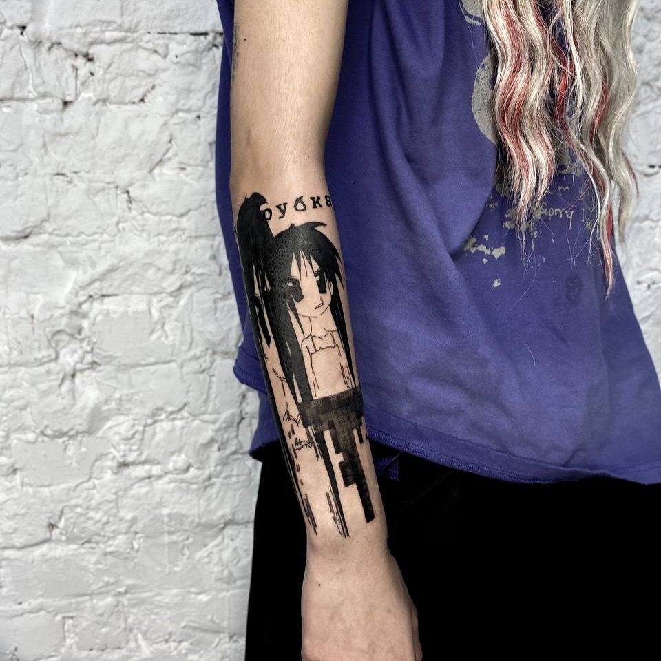 Tattoo by @web4tt — anime, black_and_grey