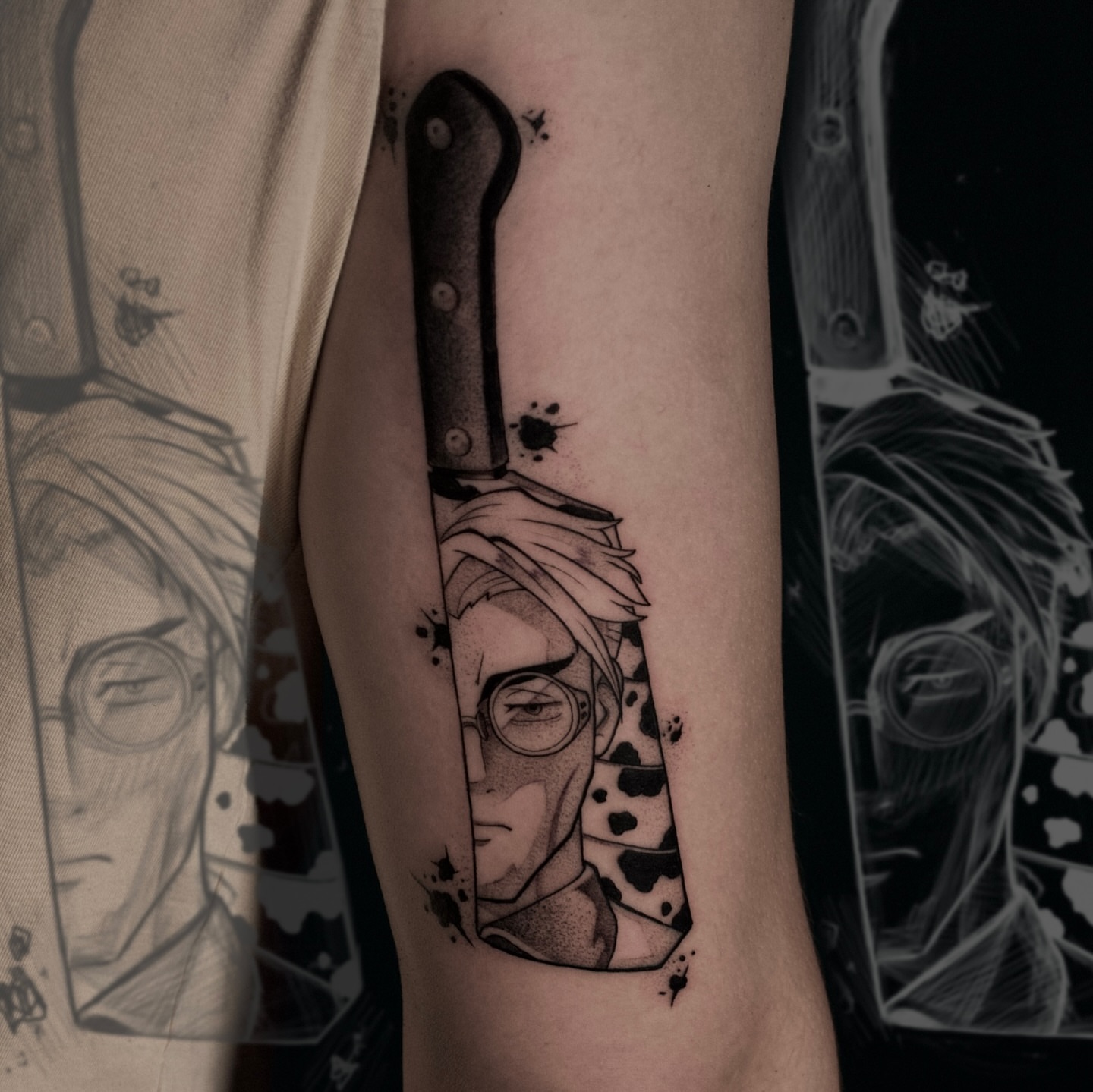 Tattoo by @krantoons — dotwork, black_and_grey