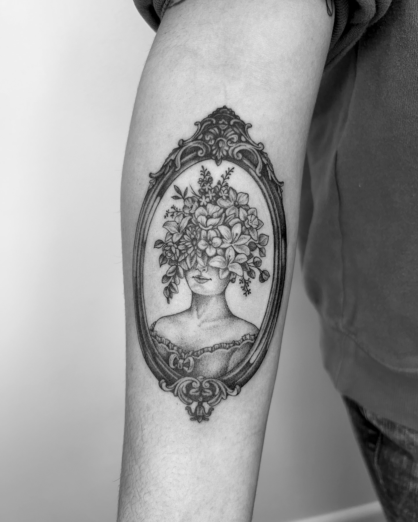 Floral portrait realism tattoo on the forearm by ☆ Nashville Fine Line Tattoo Artist ☆
