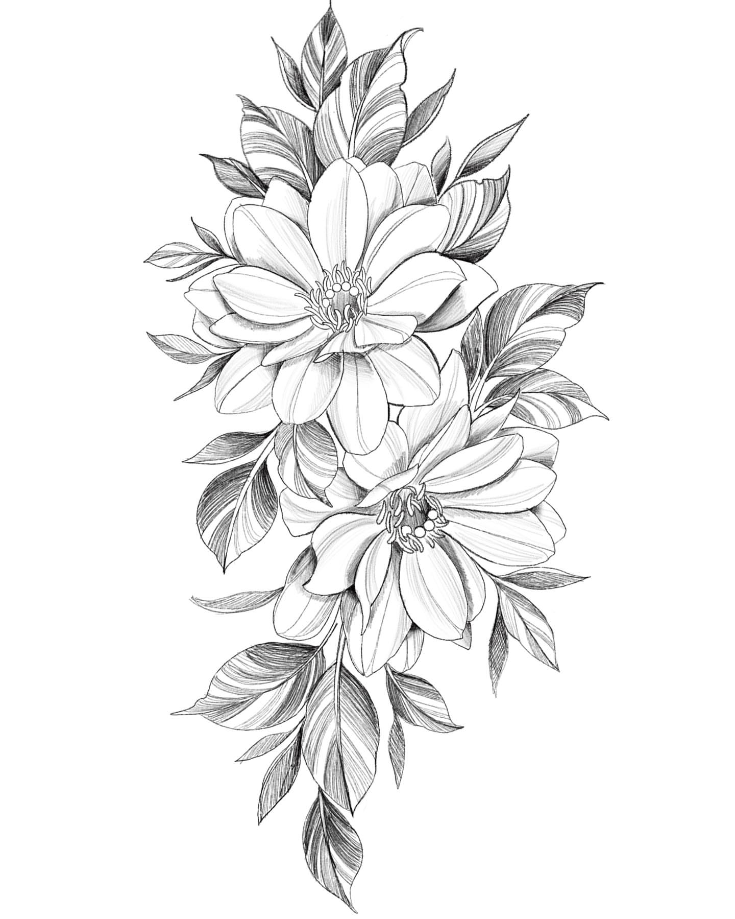 Flowers and leaves realism tattoo by Brittany Welsh, Marlton, New Jersey