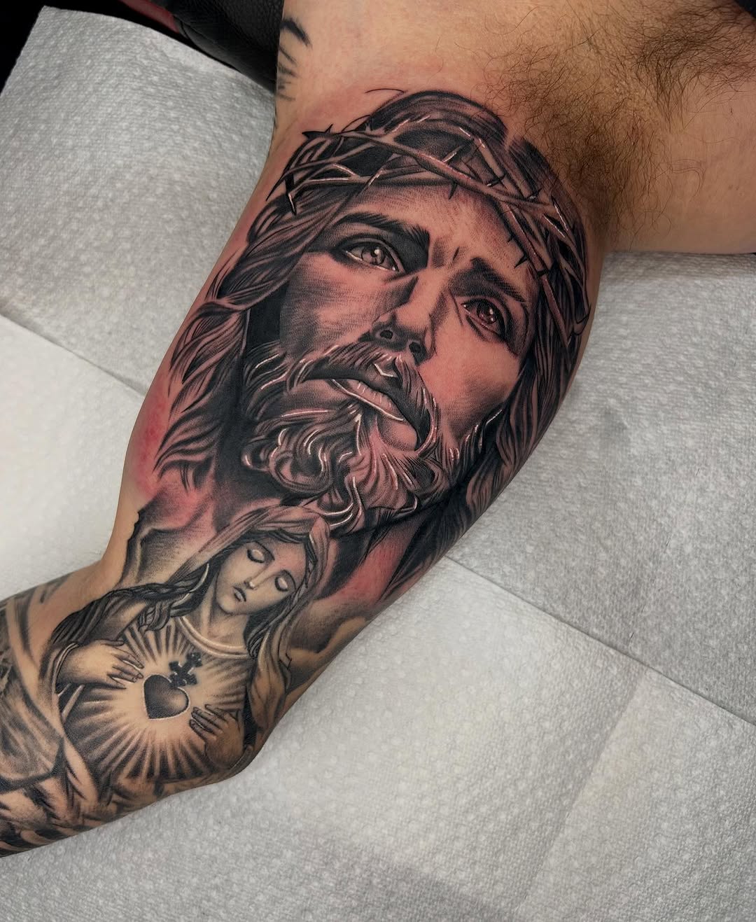 Tattoo by @jhonnye_tattoo — realism, black_and_grey