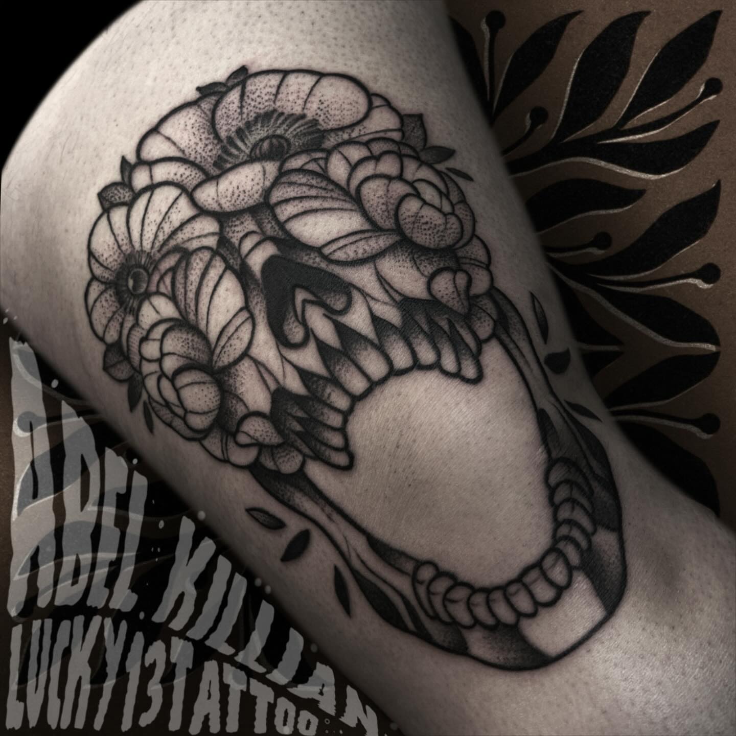 Tattoo by @tattooabel — dotwork, black_and_grey