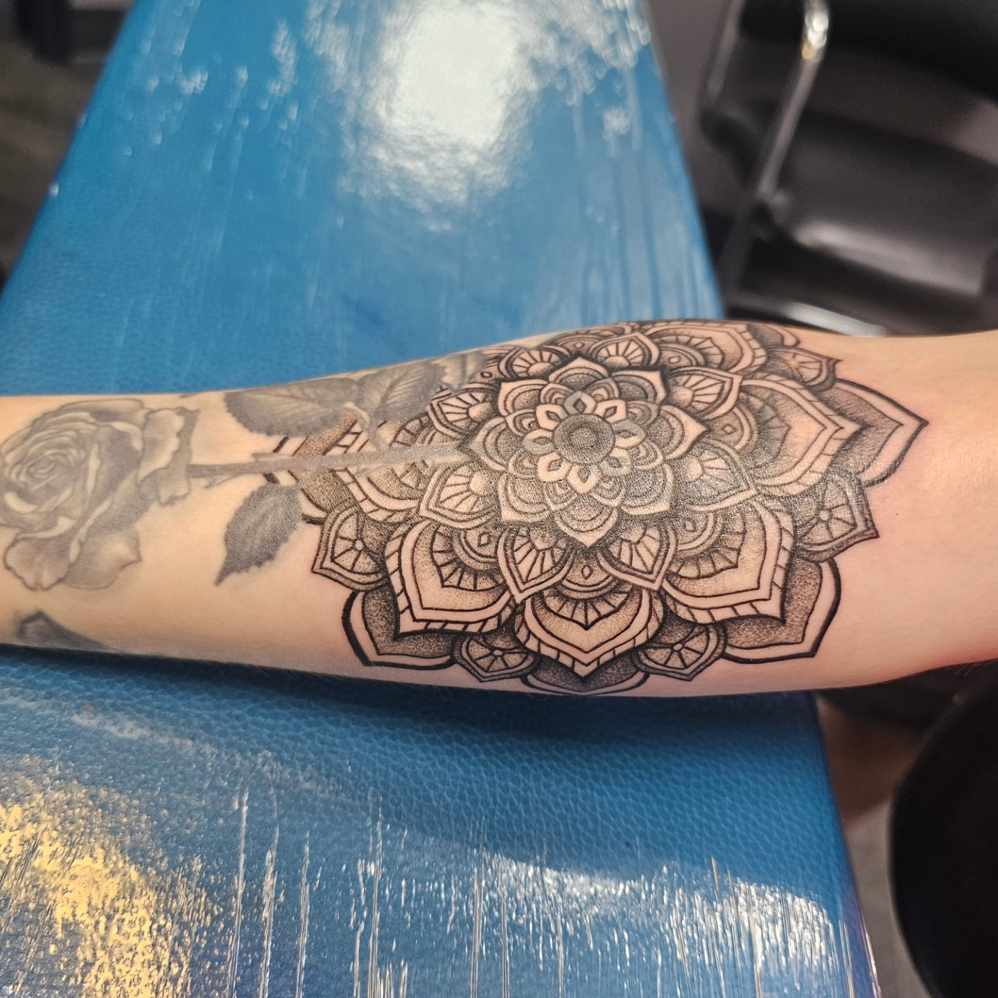 Tattoo by @chimera_ink — dotwork, black_and_grey