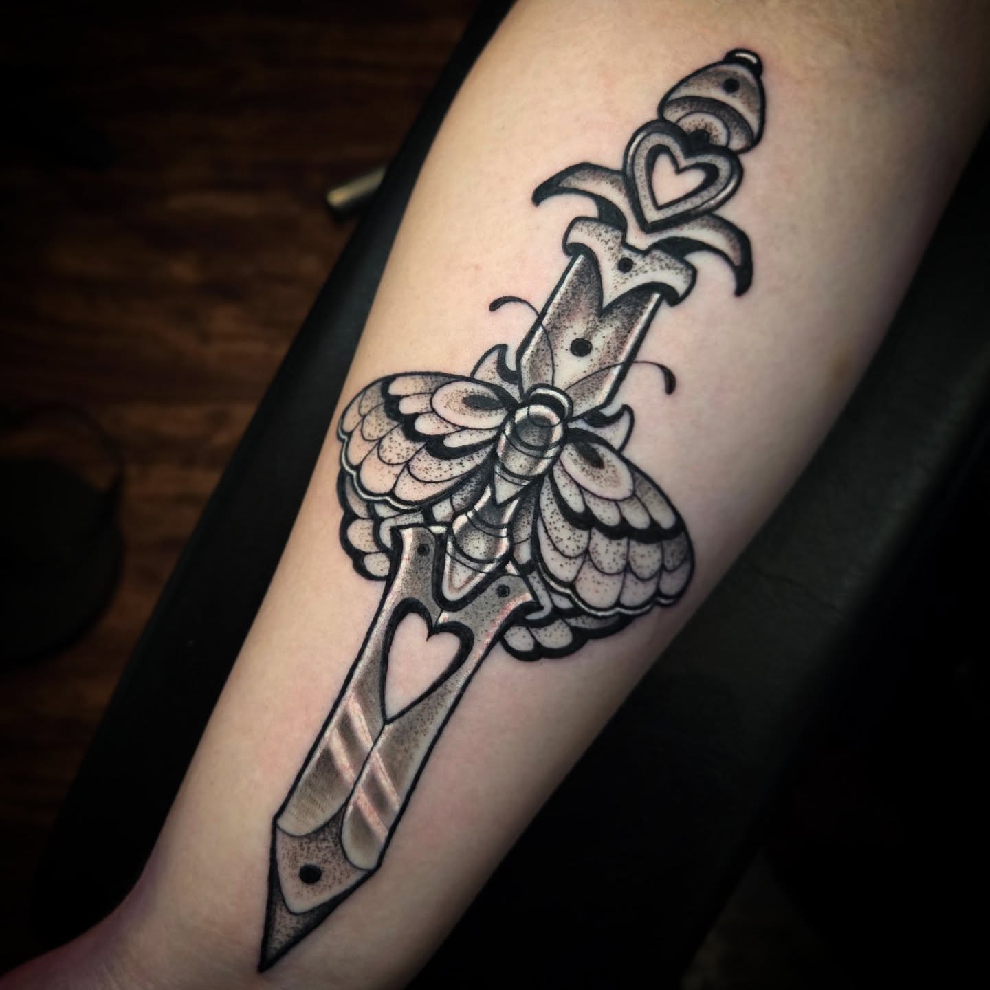 Tattoo by @lovelornpotato — dotwork, black_and_grey