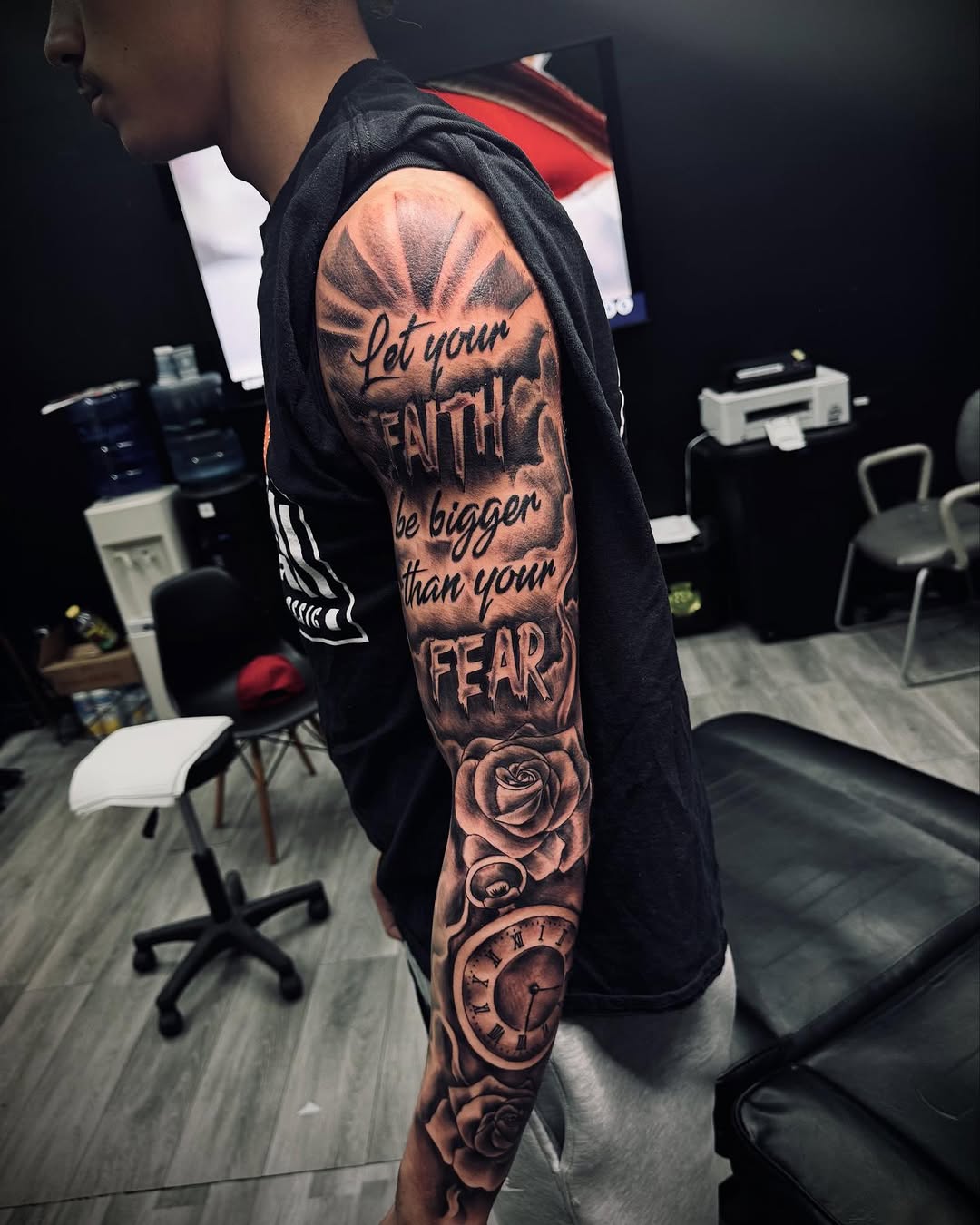 Tattoo by @zeusinktherapy_ — lettering_script, realism