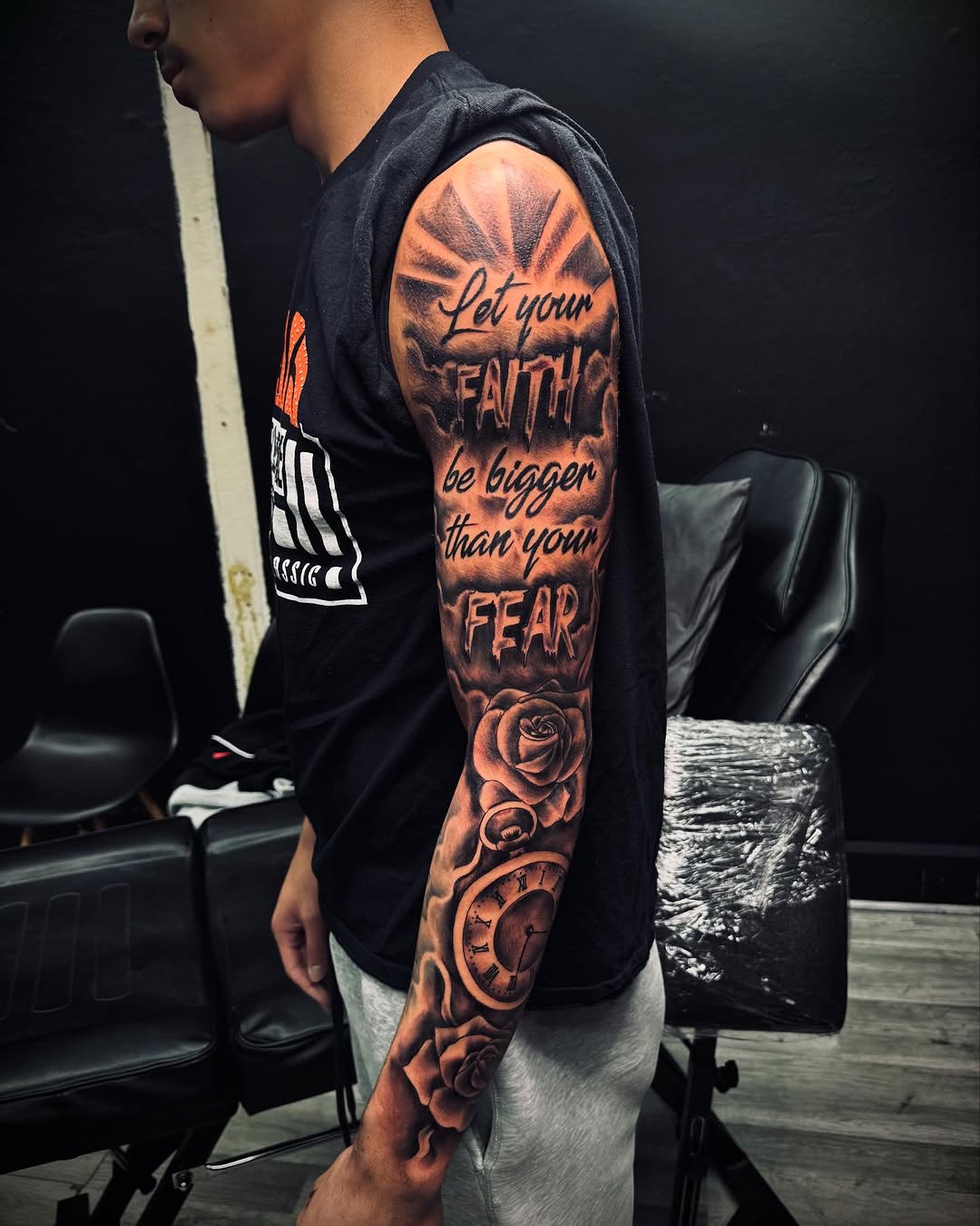 Tattoo by @zeusinktherapy_ — lettering_script, black_and_grey