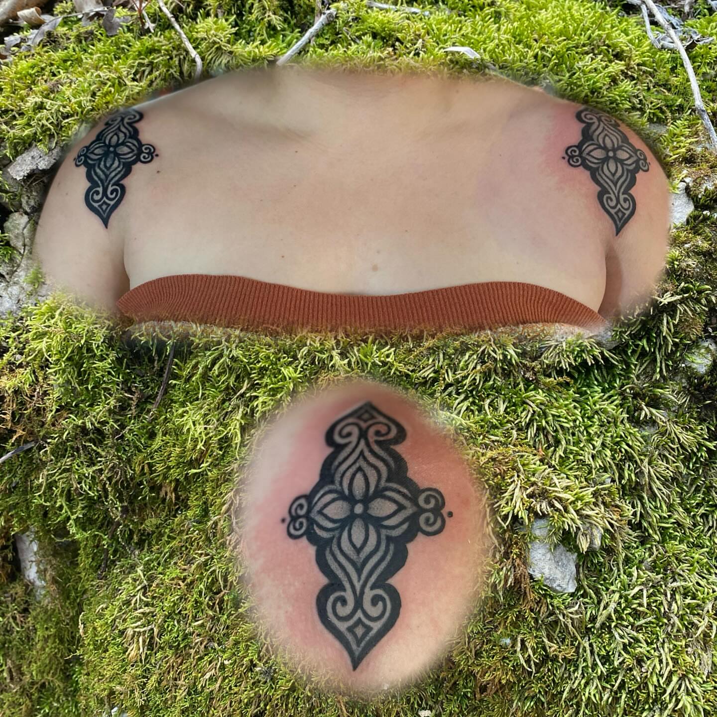Cross black and grey tattoo on the torso by Maddy ⁂, Murfreesboro, Tennessee