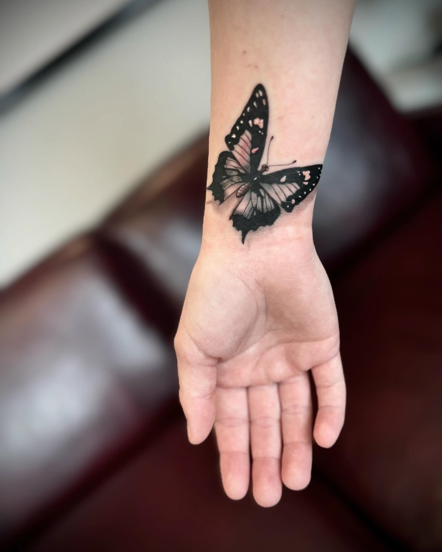 Butterfly black and grey tattoo by oh hey, robin.
