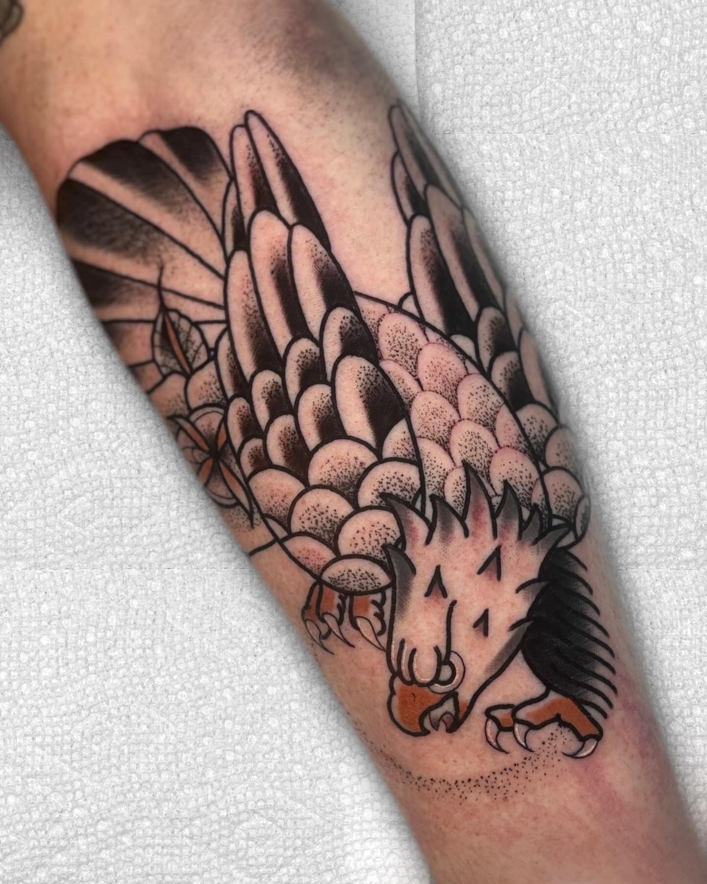 Tattoo by @toddshowdown — american_traditional, dotwork