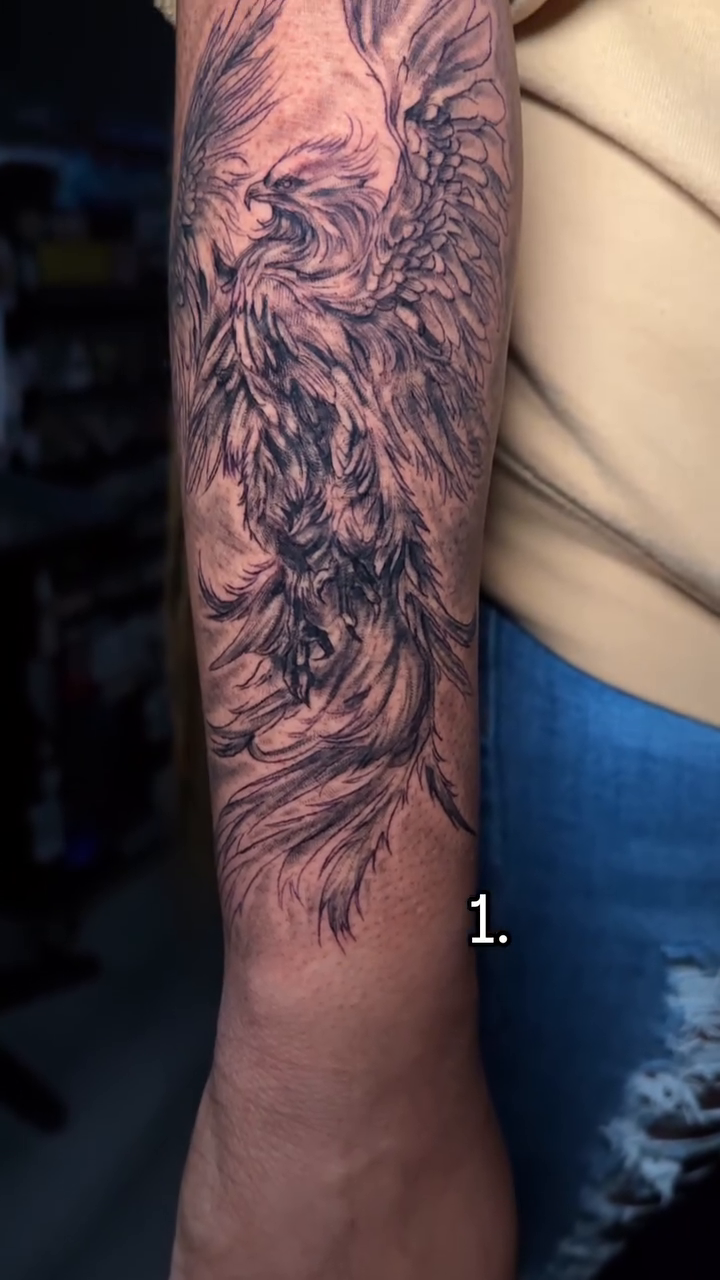 Phoenix realism tattoo by Atl Tattoo Artist✍🏾👨🏾‍🎨