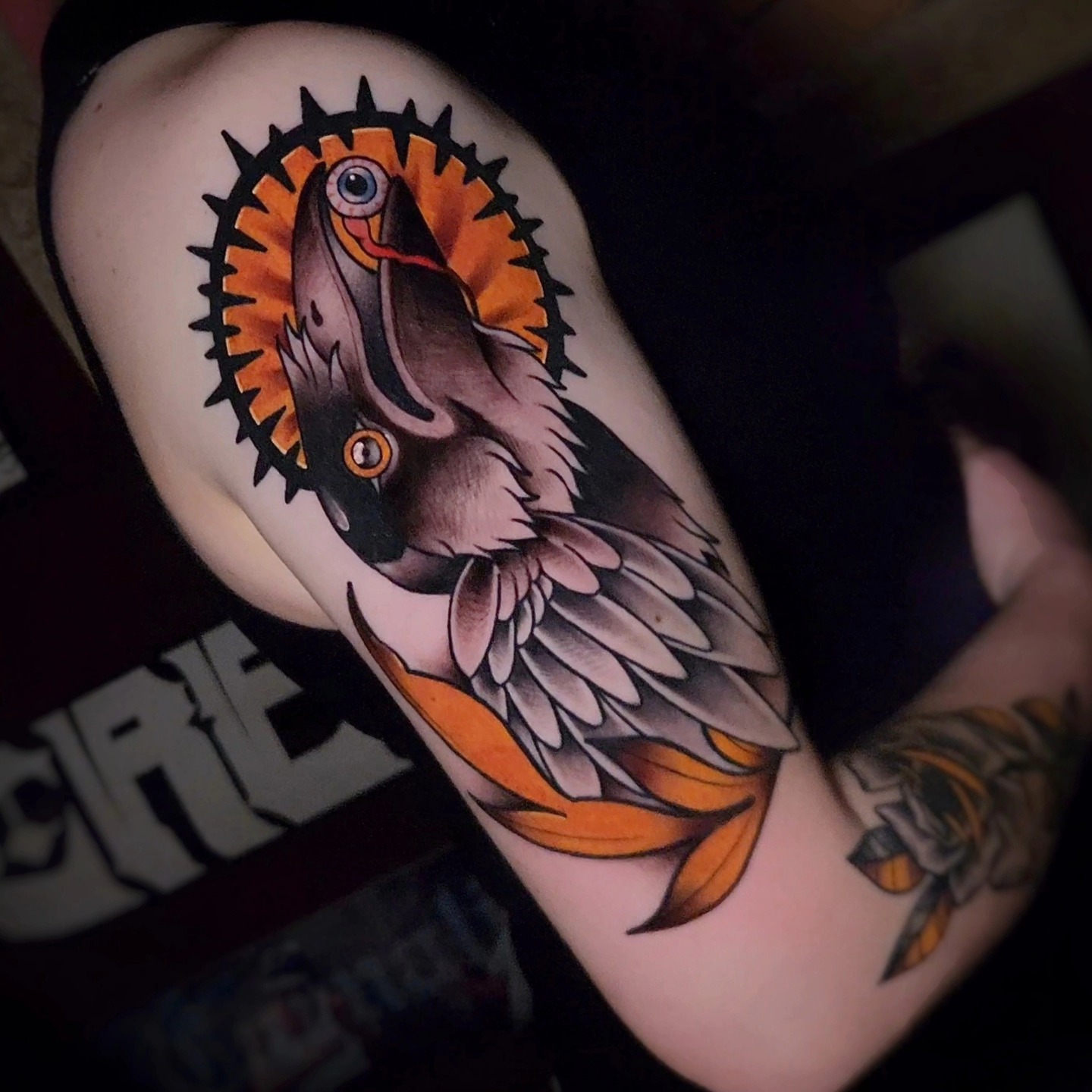 Bird American traditional tattoo on the forearm by ⚔️ Shane ⚔️