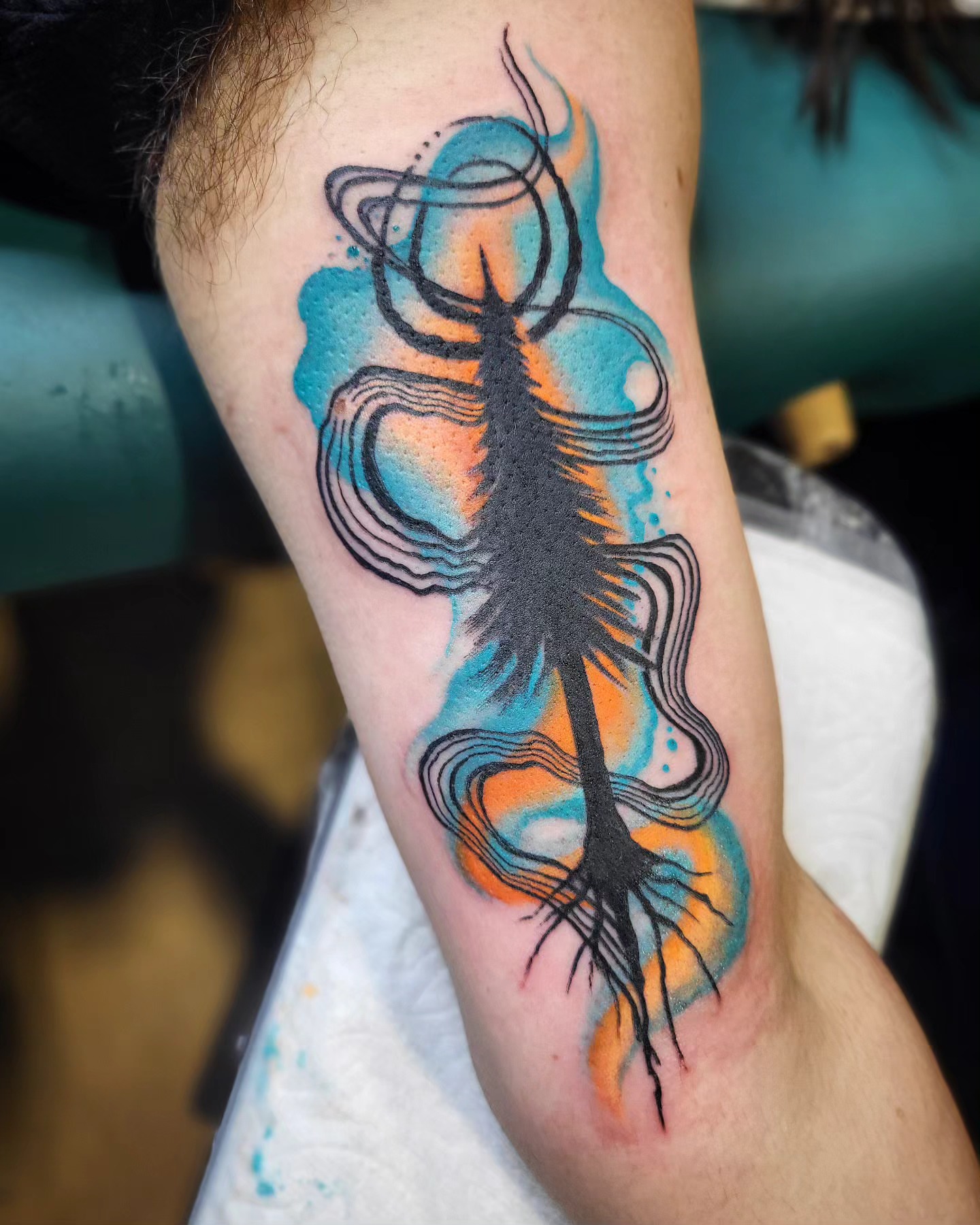 Tattoo by @robot85kills — dotwork, watercolor