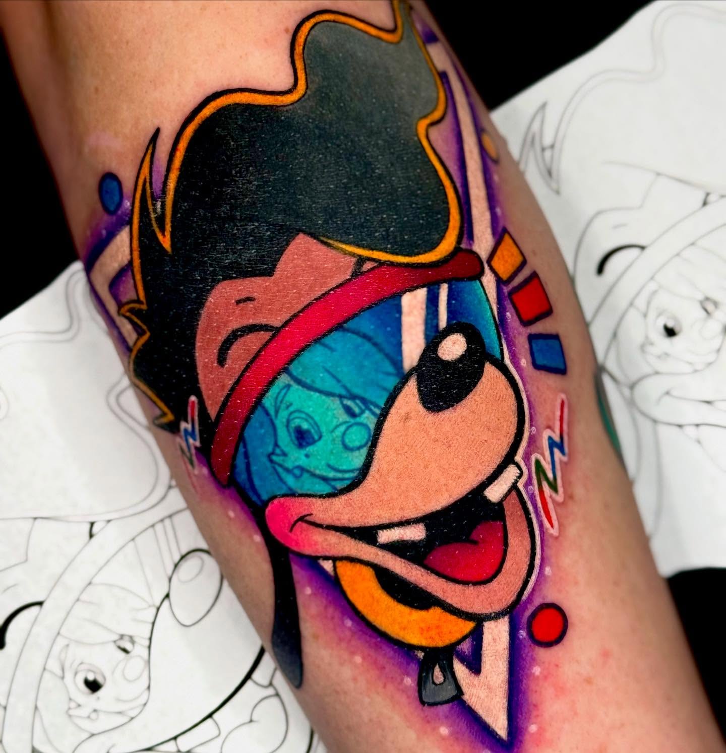 Mickey mouse new school tattoo on the forearm by Brianna Dickson