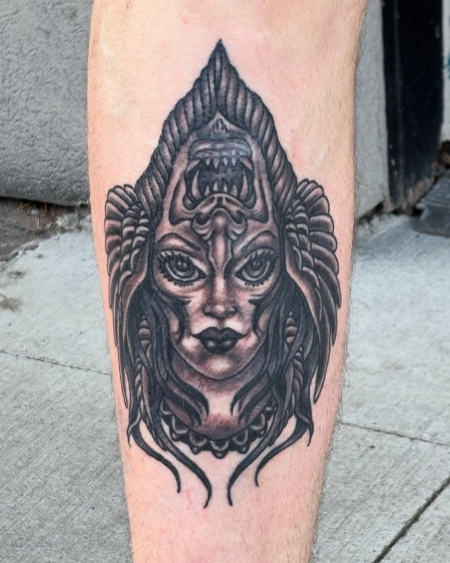 Tattoo by @stefanhagartattooer — black_and_grey, geometric