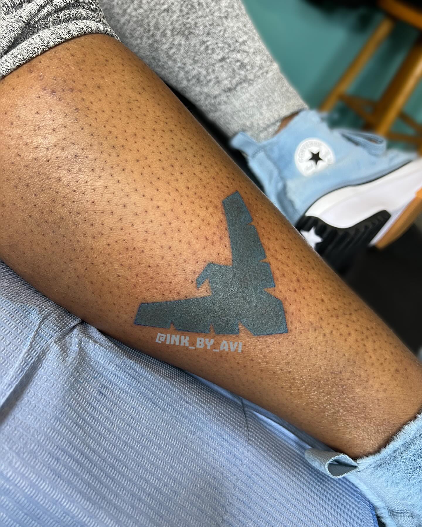 Aircraft dotwork tattoo on the forearm by Avi, Cleveland, Ohio
