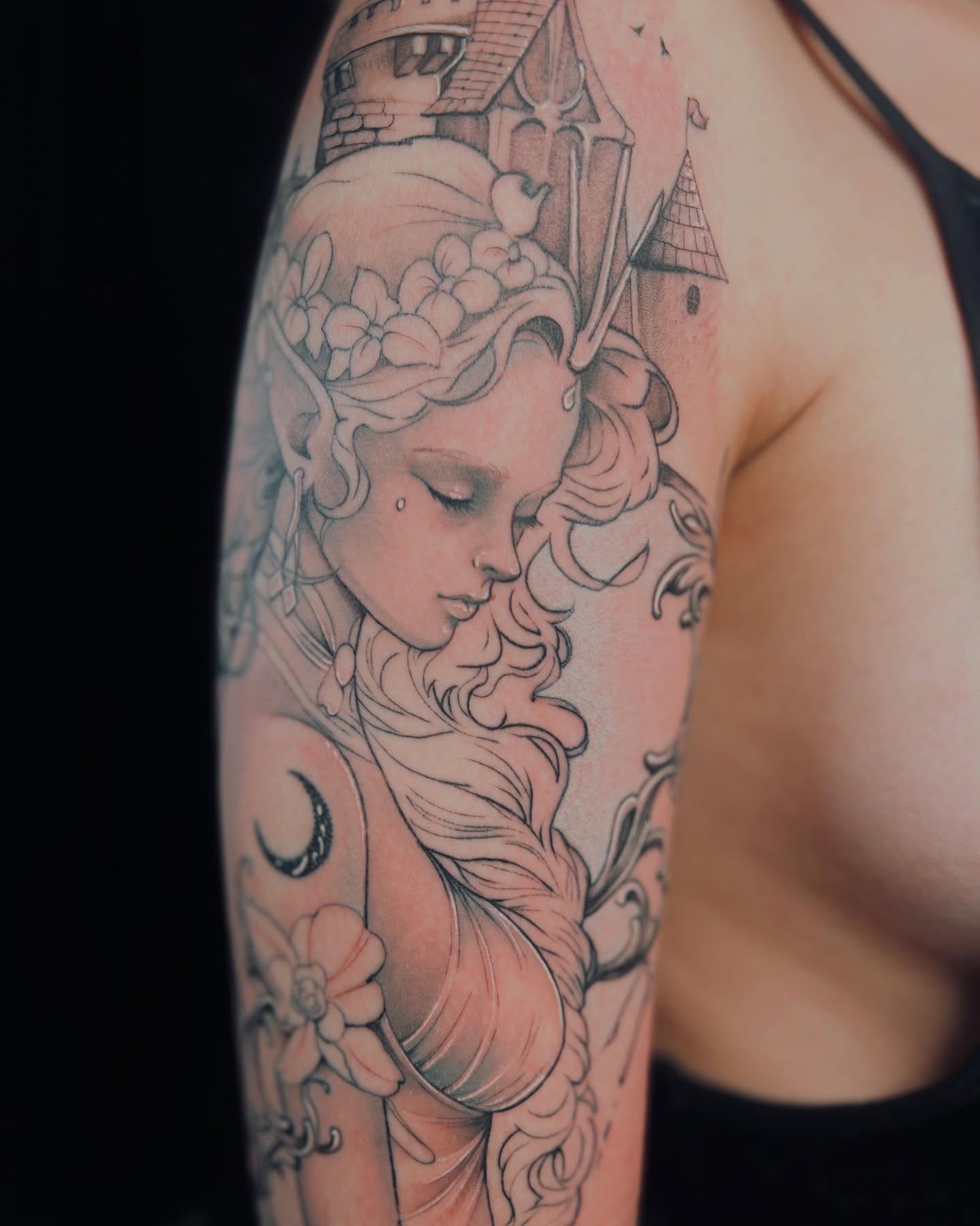 Tattoo by @apologies_tattoo_studios — illustrative, black_and_grey