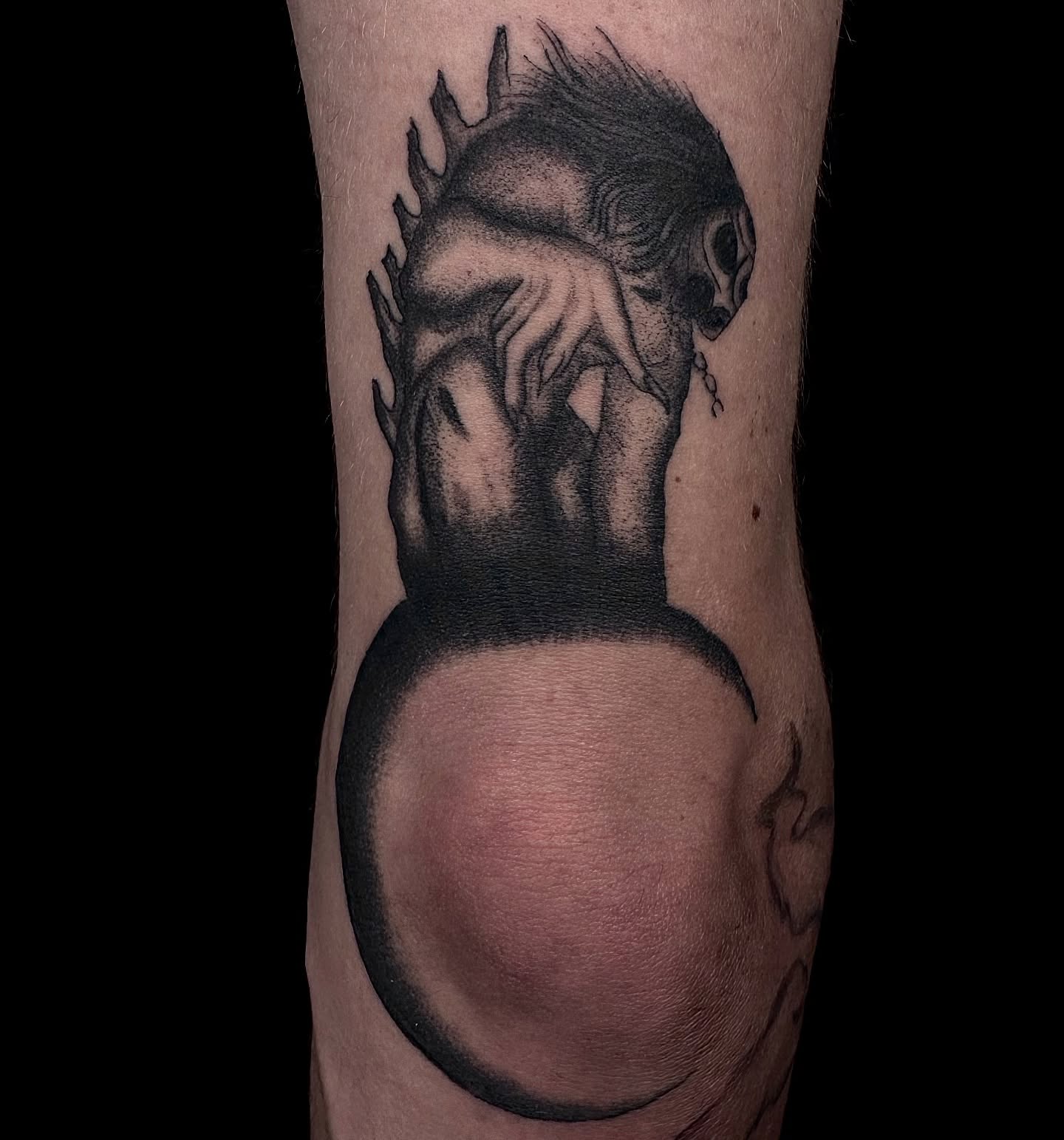 Man in jar realism tattoo on the forearm by Mika