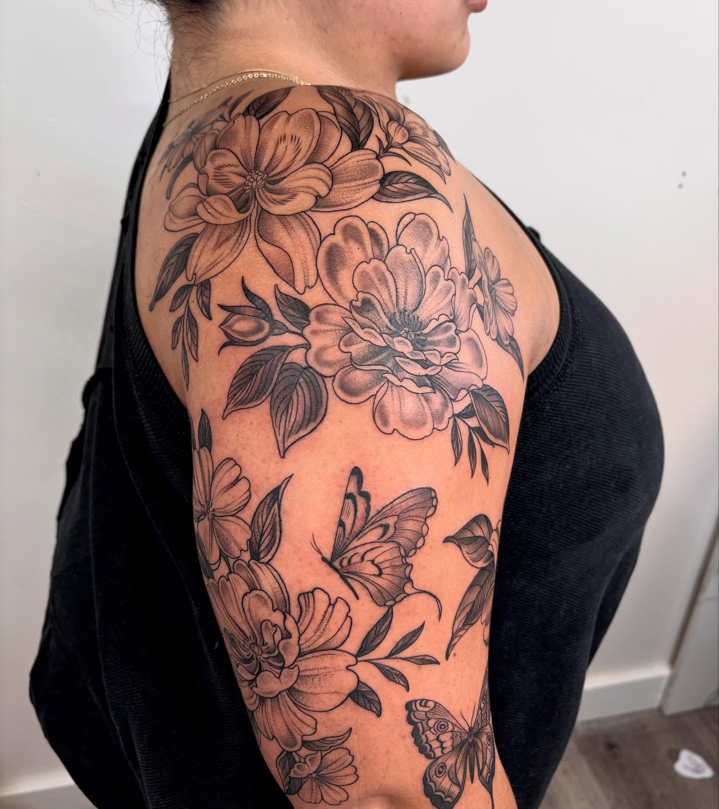 Tattoo by @kinseymillertattoo — black_and_grey