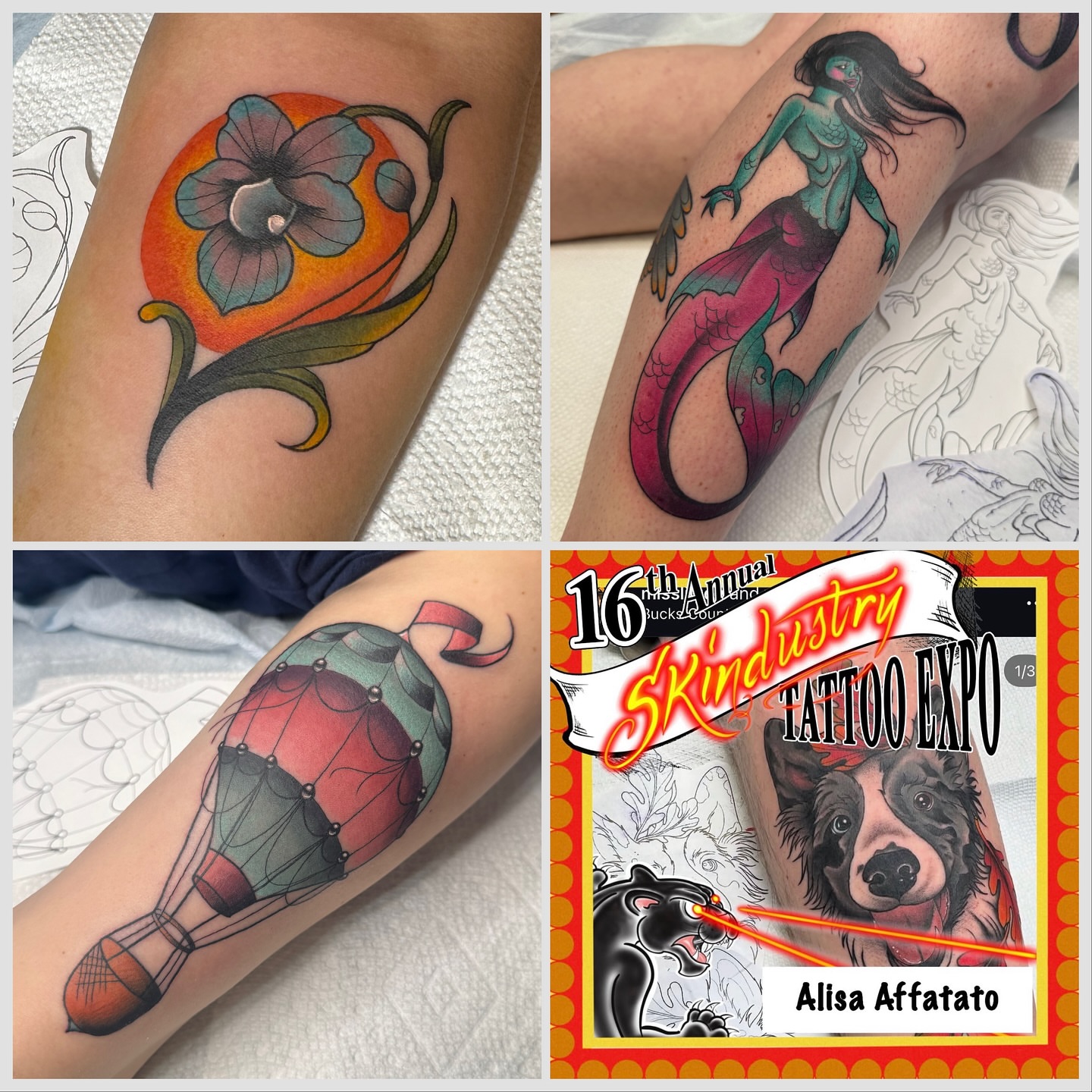 Hot air balloon American traditional tattoo on the forearm by Bright-bold-classic Tattoos, North Hills