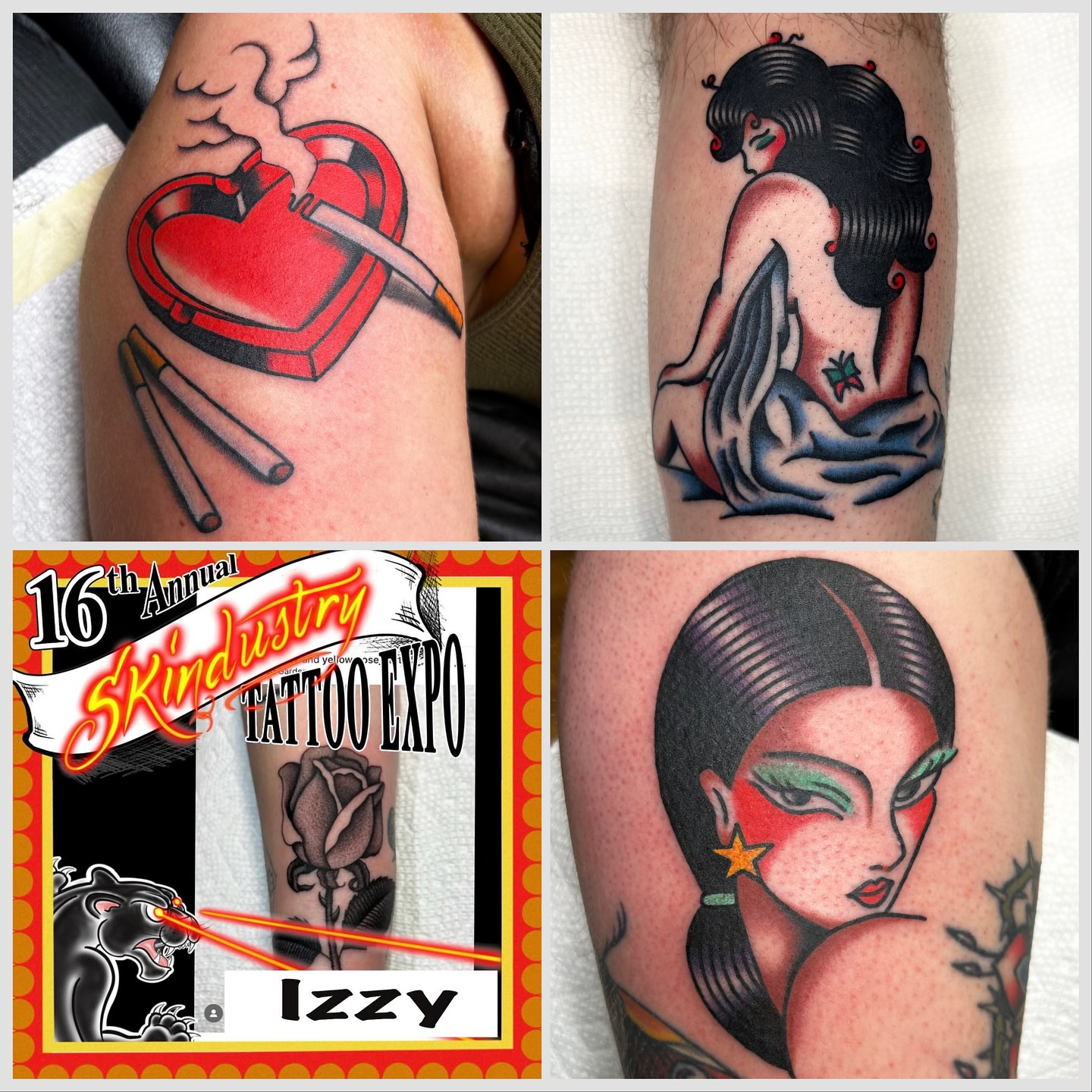 Smoking couple American traditional tattoo on the forearm by Bright-bold-classic Tattoos, North Hills