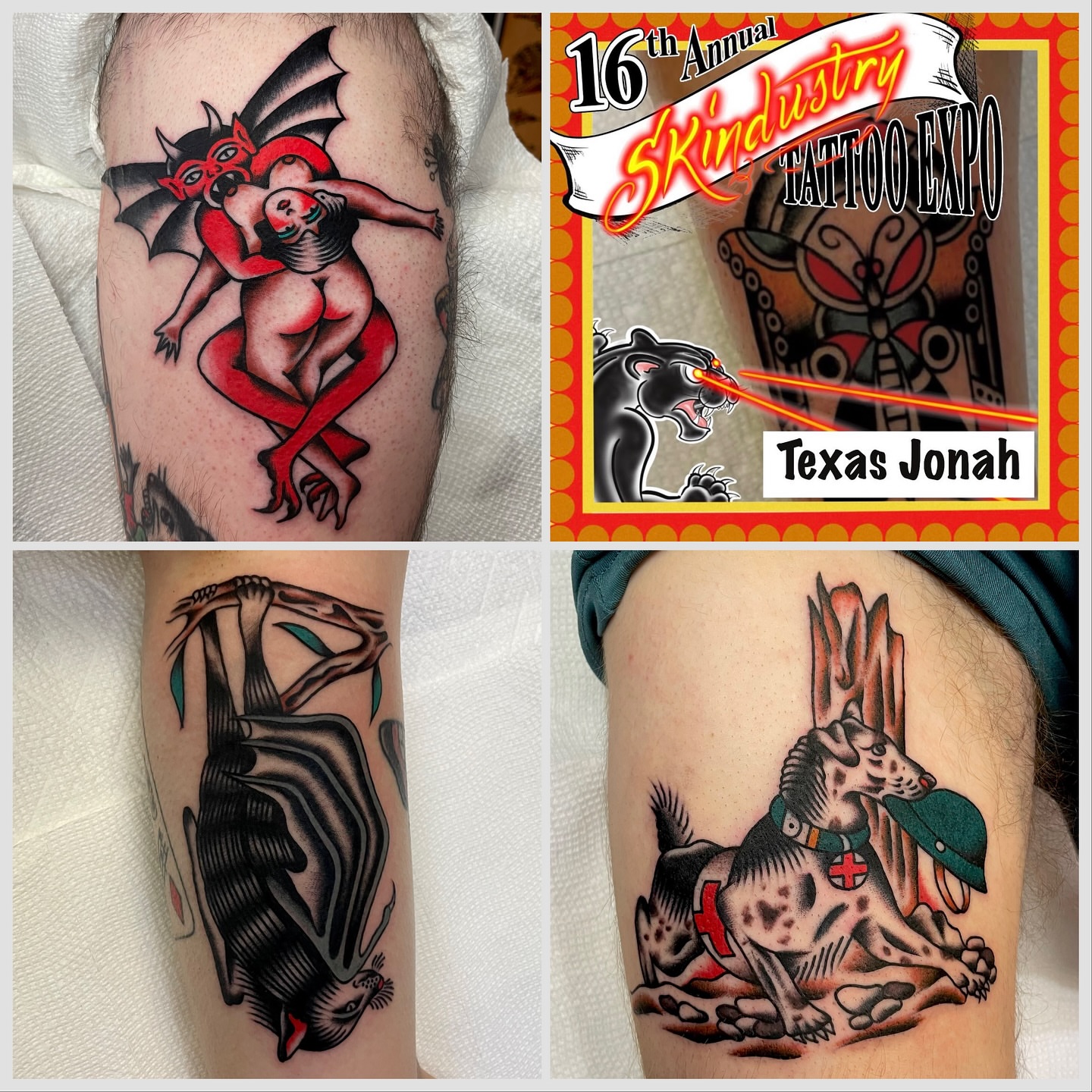 Demon and woman American traditional tattoo on the forearm by Bright-bold-classic Tattoos, North Hills