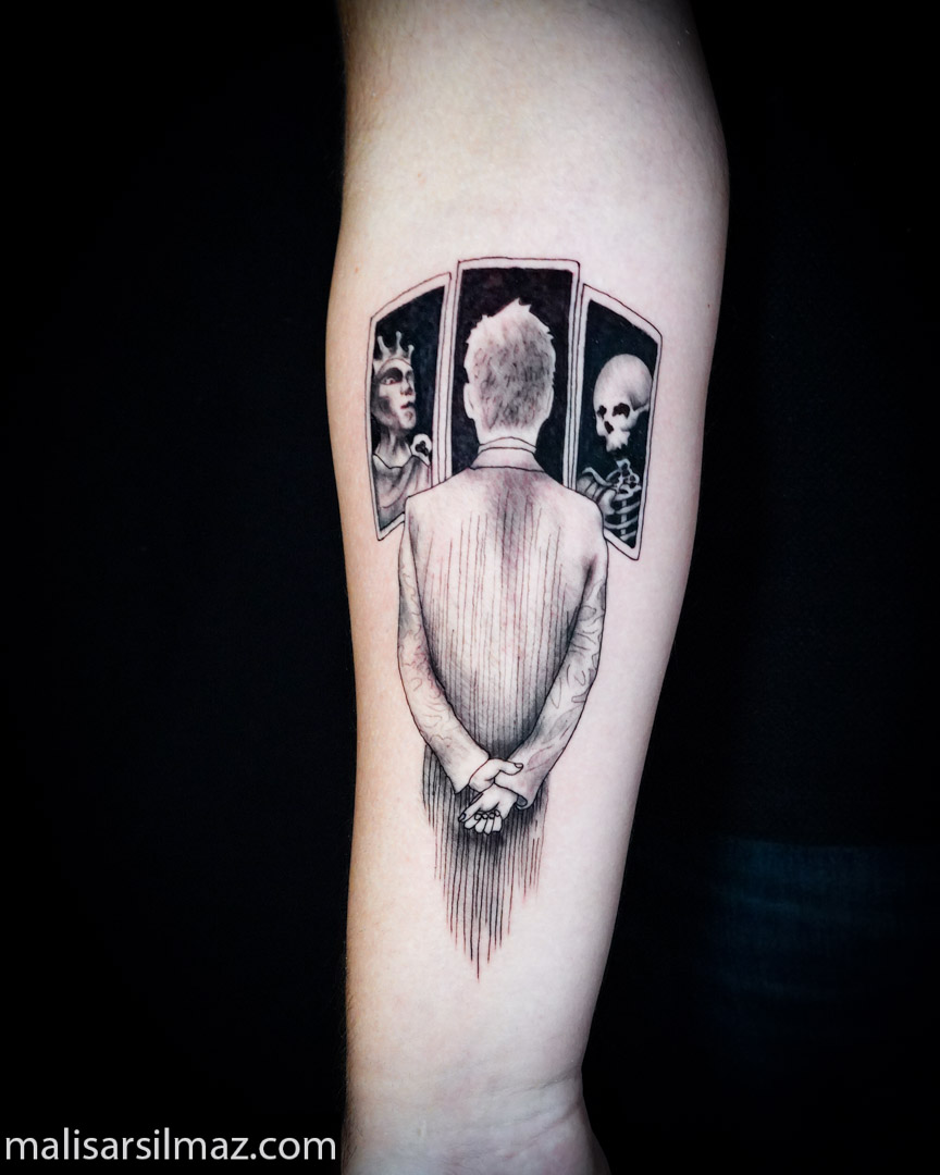 Man with mirrors realism tattoo on the forearm by Mali Sarsılmaz, Nicosia, Cyprus