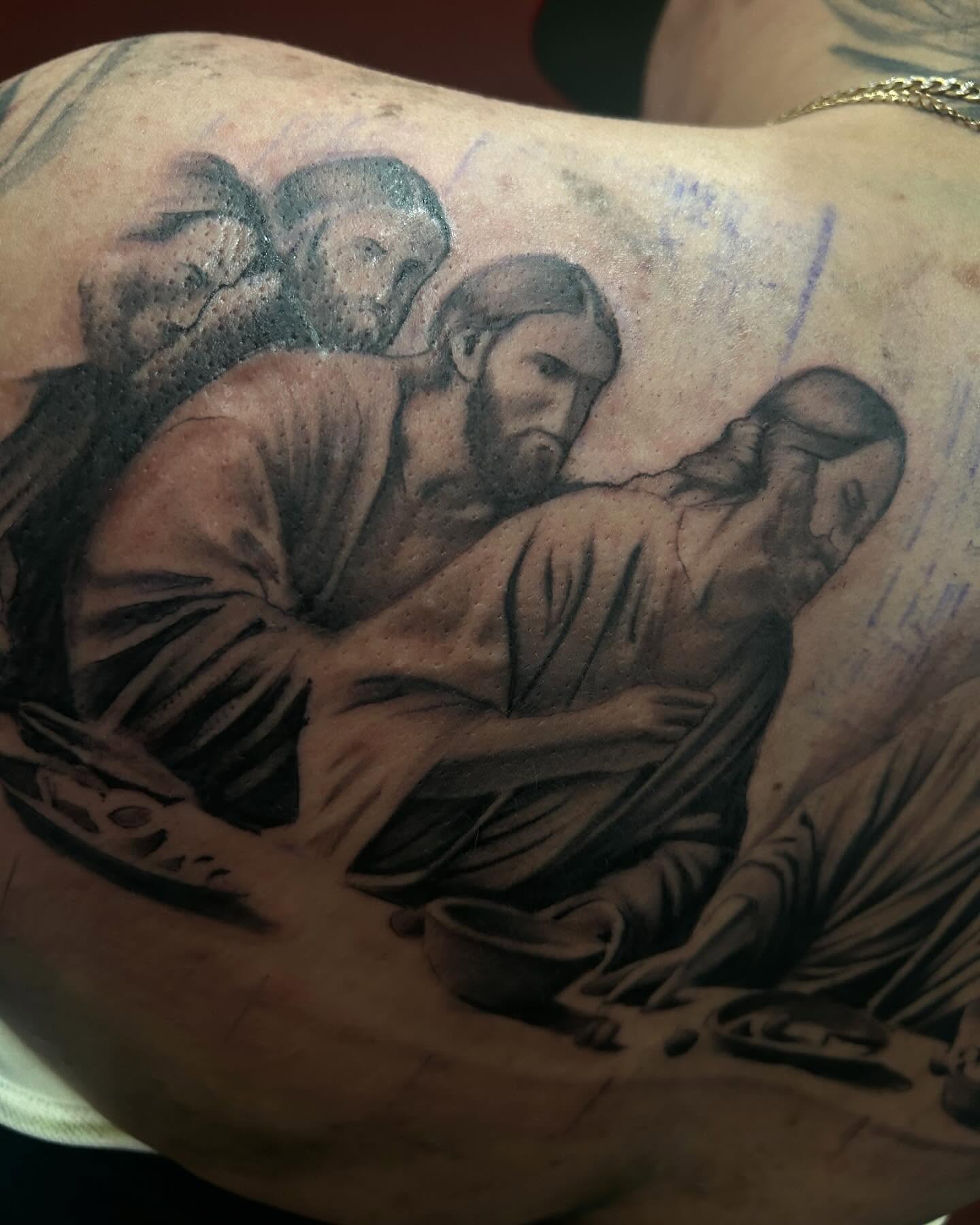 Tattoo by @inkgraved_arts — realism, black_and_grey