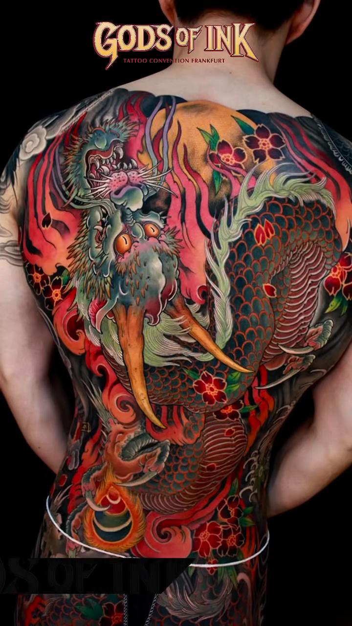 Dragon and phoenix japanese irezumi tattoo by Hocheon