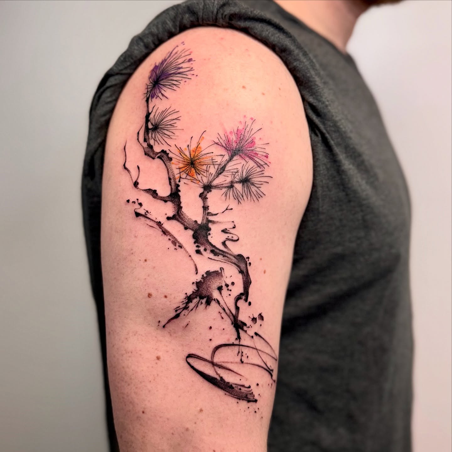 Cherry blossom tree dotwork tattoo on the shoulder by MillaKas ° Tattoos