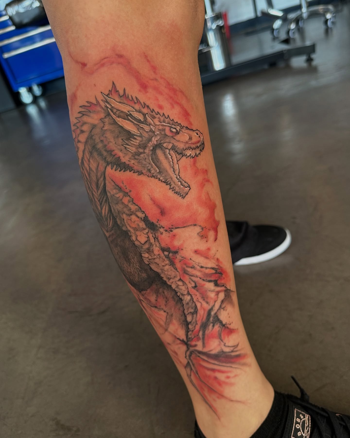 Dragon realism tattoo on the forearm by Cameron Hobbs, Woodbridge, Virginia