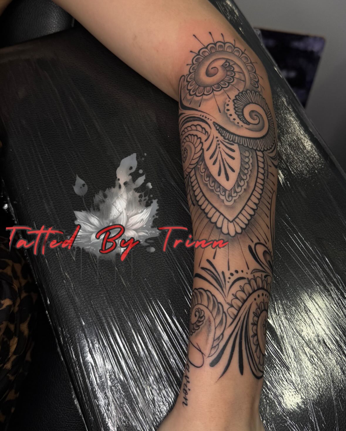 Tattoo by @tattedbytrinn — black_and_grey