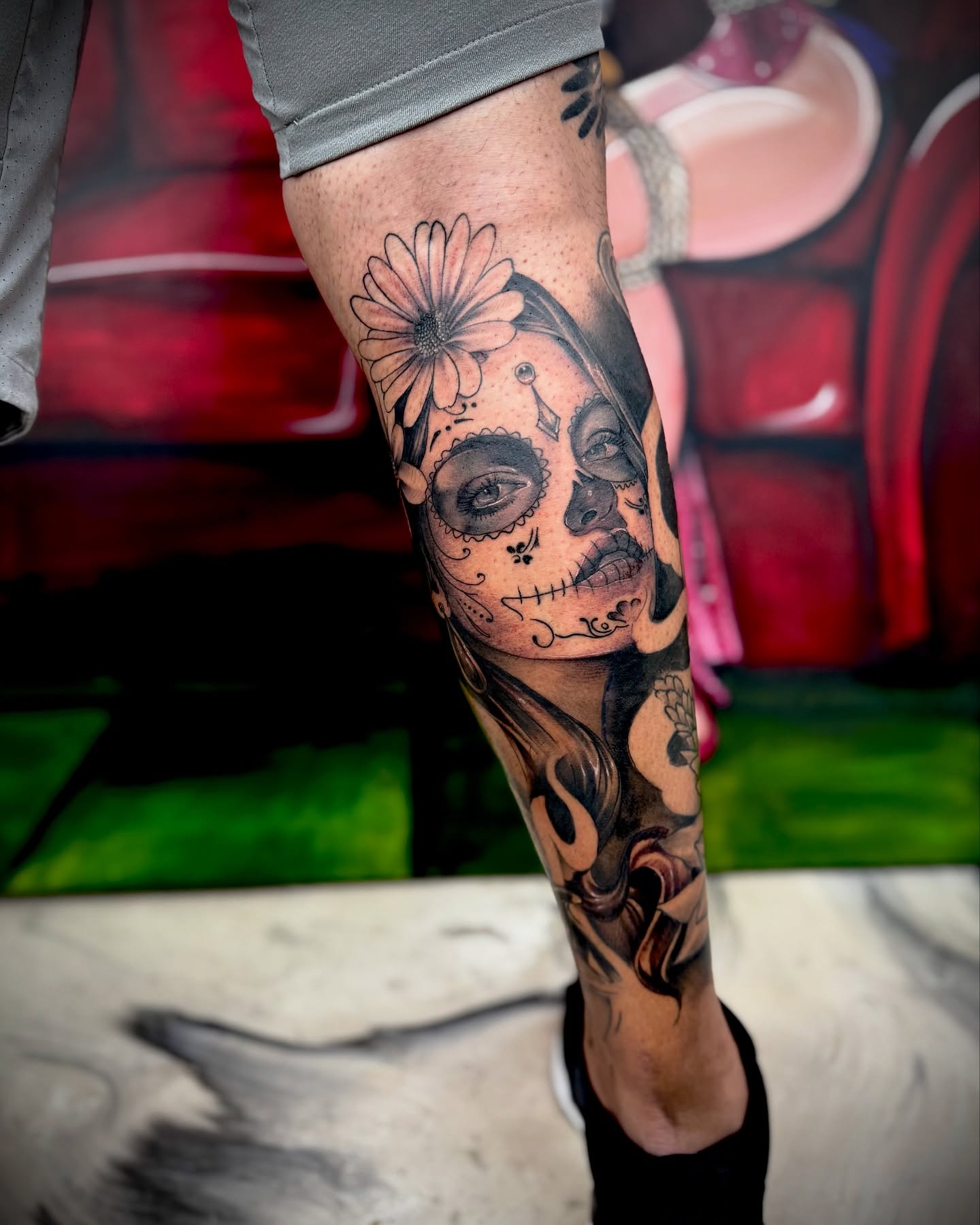 Tattoo by @_mitsukochingart — black_and_grey