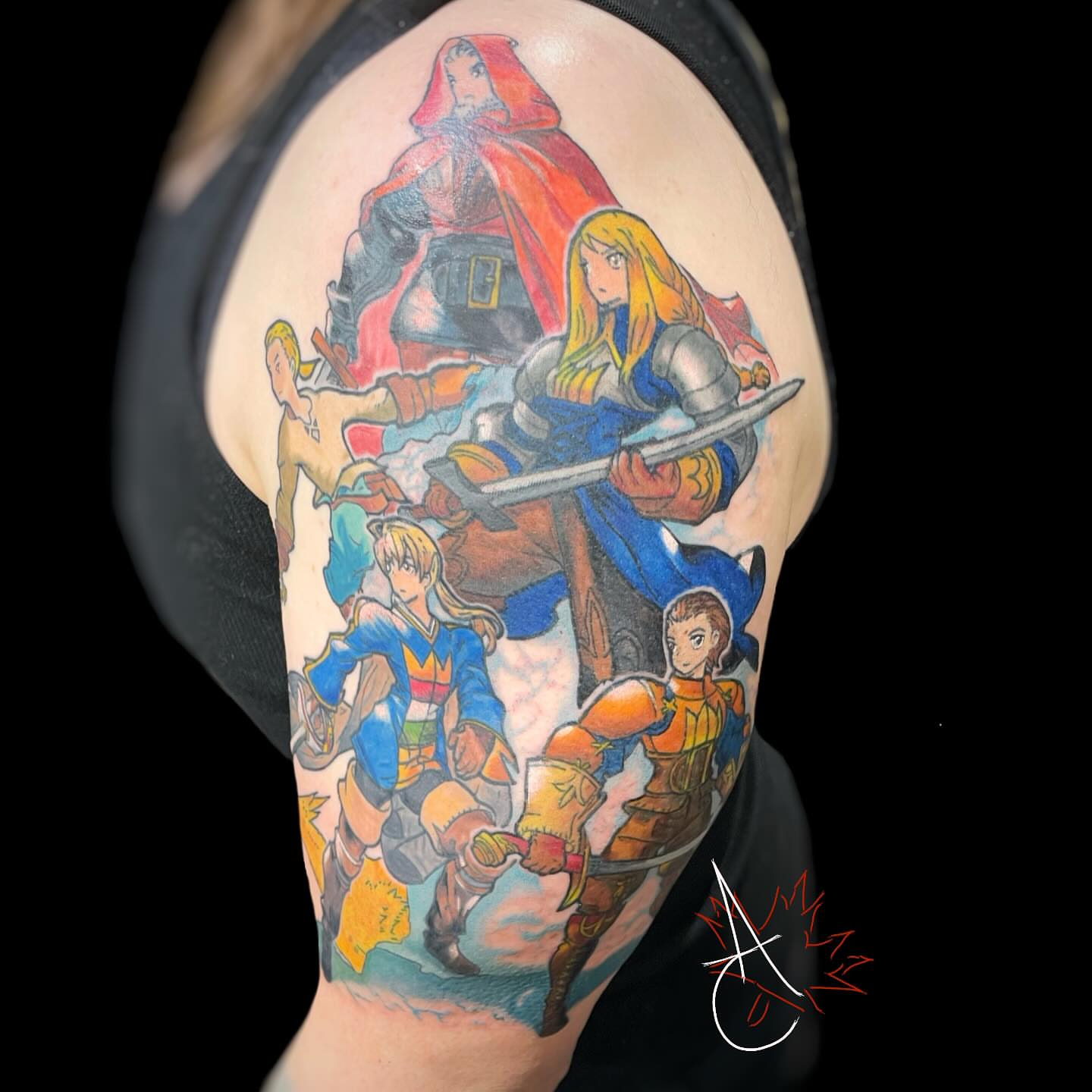 Fantasy characters anime tattoo on the forearm by Canada Tyr