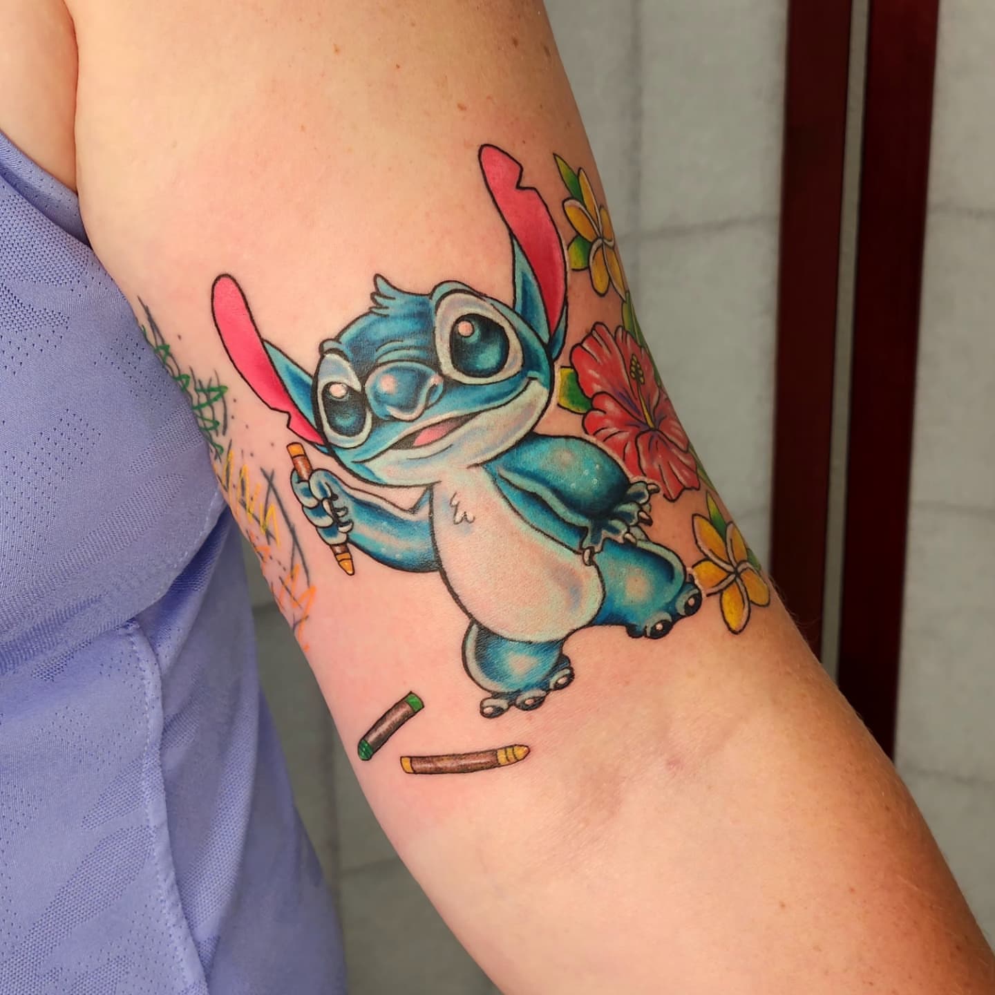 Stitch new school tattoo on the forearm by Elizabeth Stepp