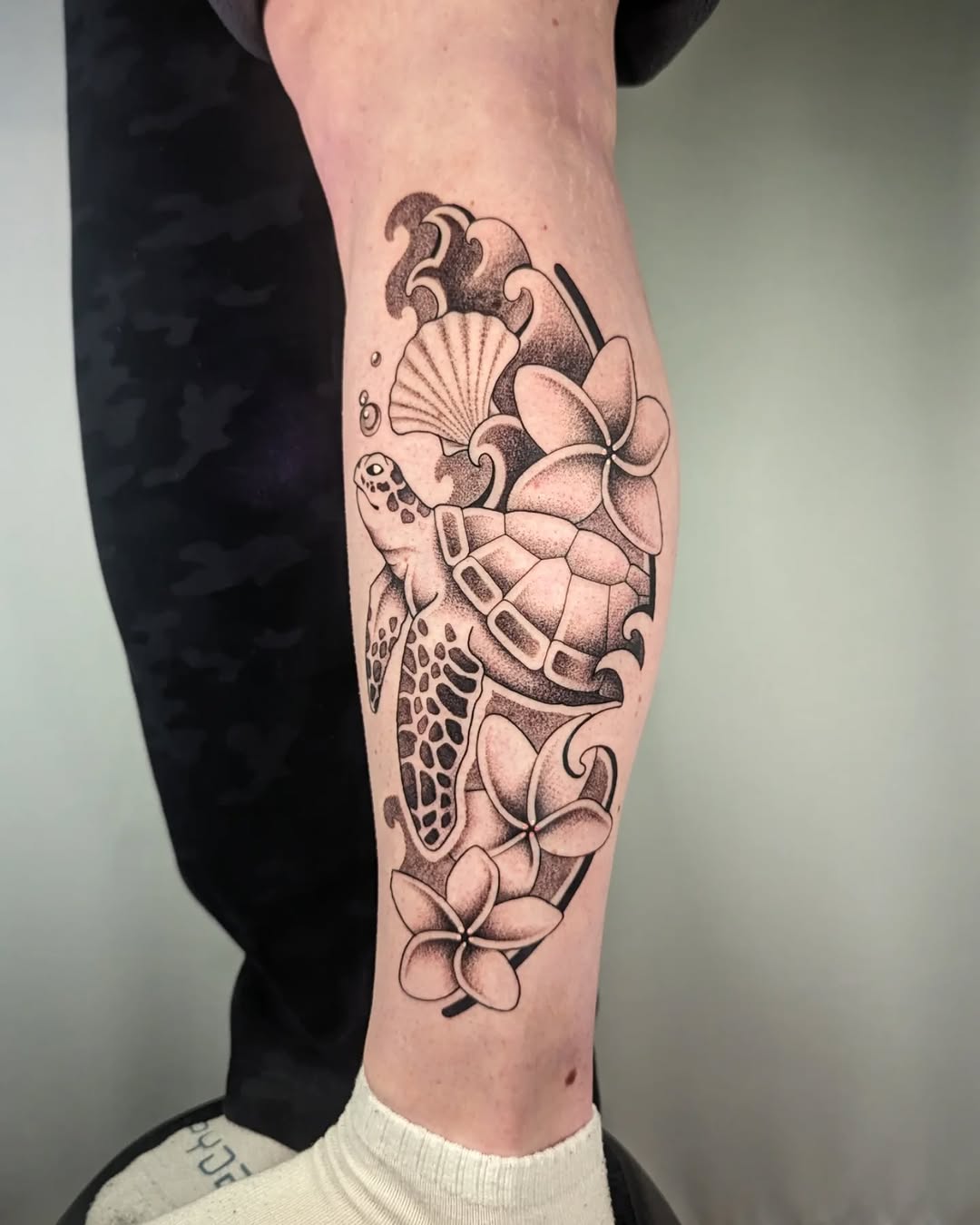 Tattoo by @courtneyy.tattoos — black_and_grey, dotwork