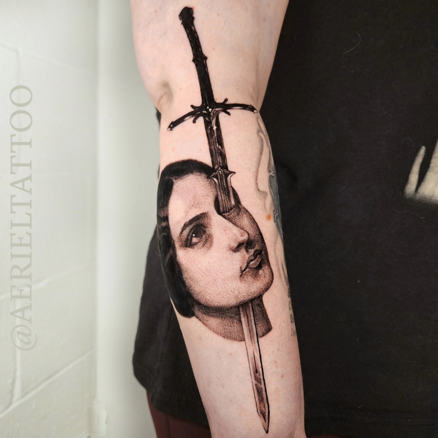 Tattoo by @aerieltattoo — dotwork, realism