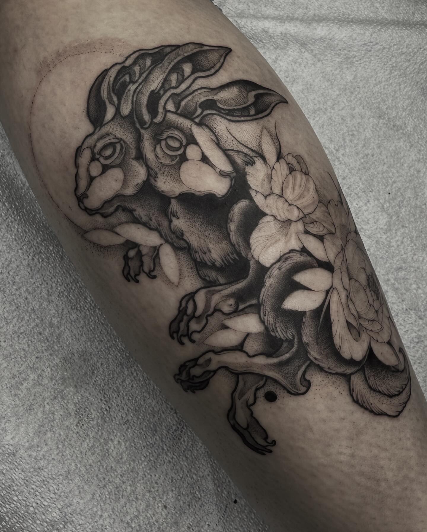 Tattoo by @cattblacktattoo β dotwork, realism