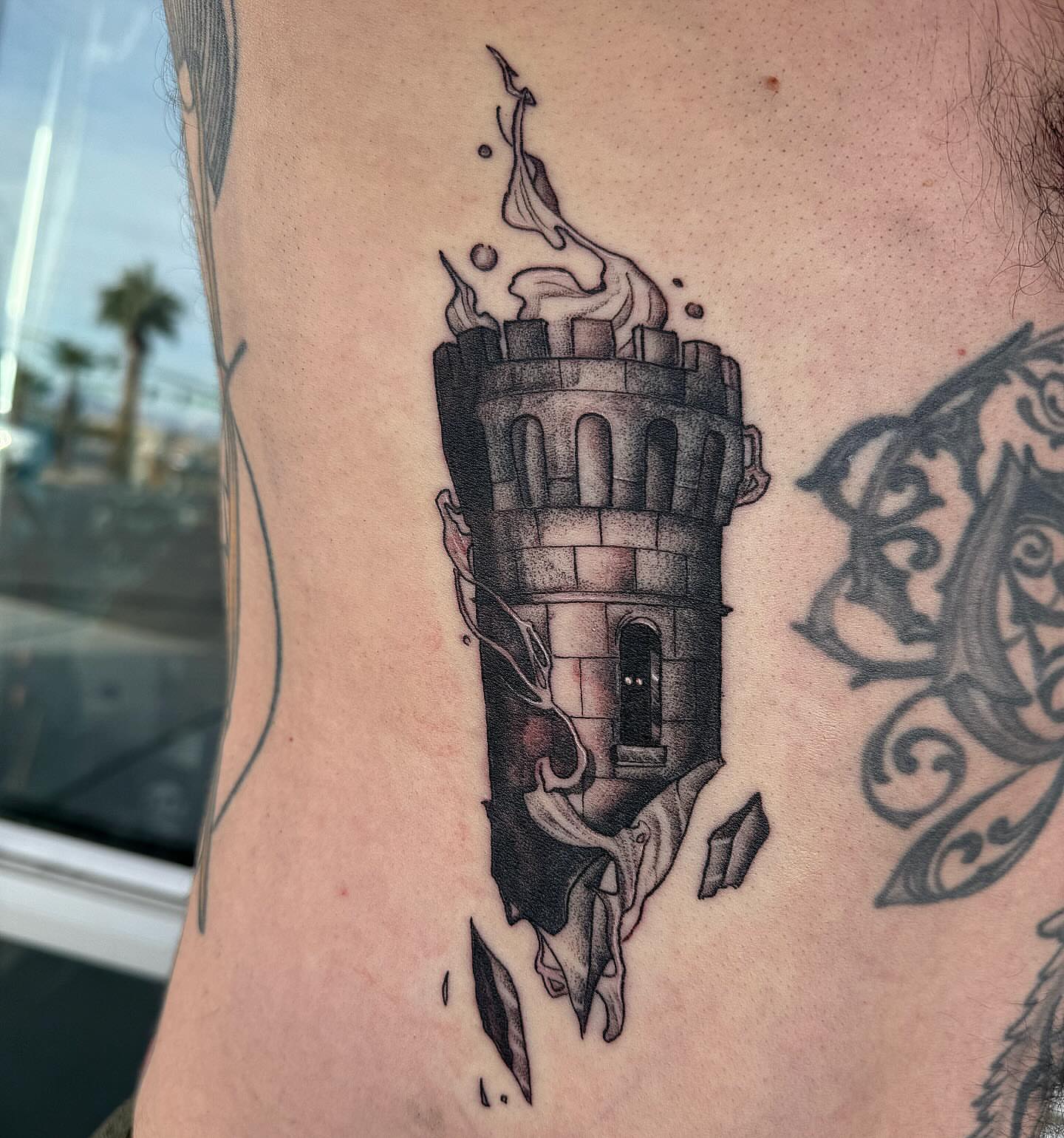 Tattoo by @kylehtattoo — black_and_grey, dotwork