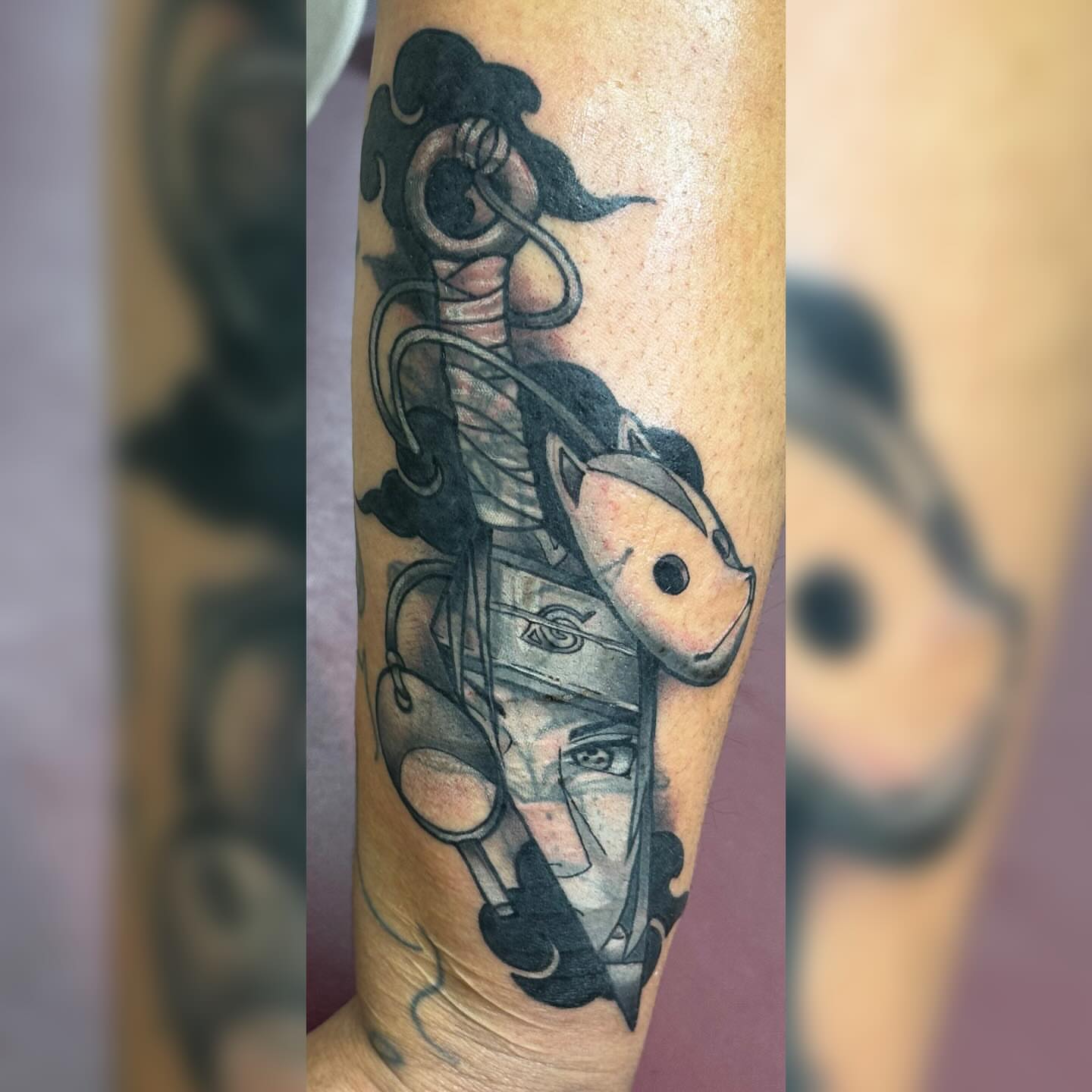 Tattoo by @gabipaigeee — anime, dotwork