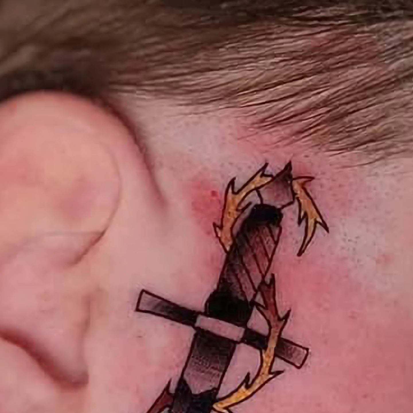 Antlers and crossbow black and grey tattoo on the head by ⚔️ Shane ⚔️