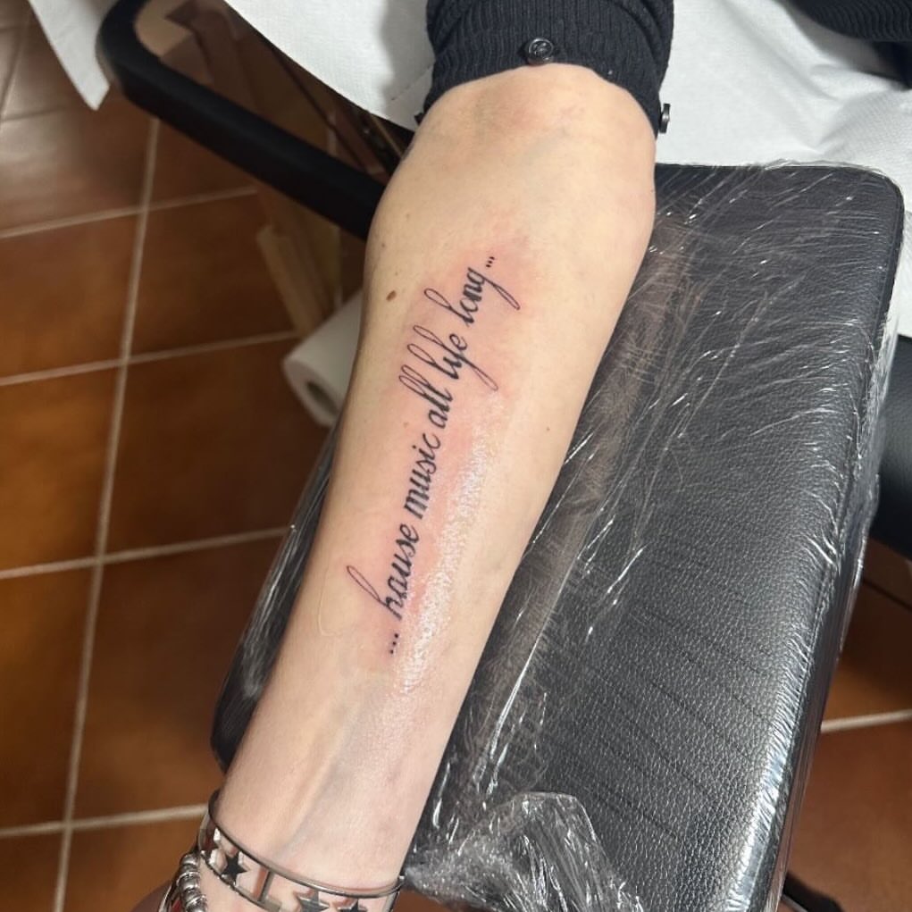 Tattoo by @_therosetattoo_ — lettering_script