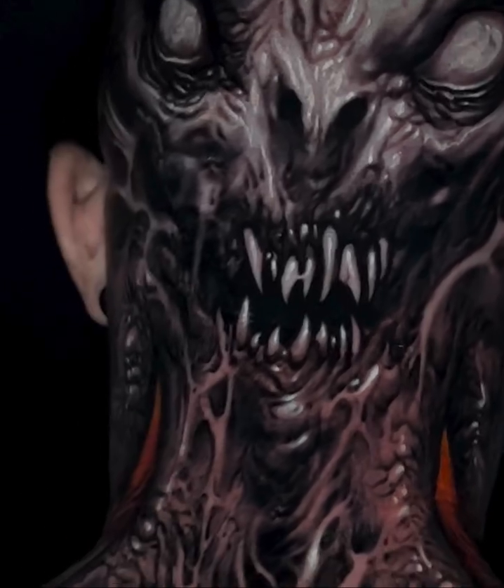 Demonic creature realism tattoo by David Jorquera