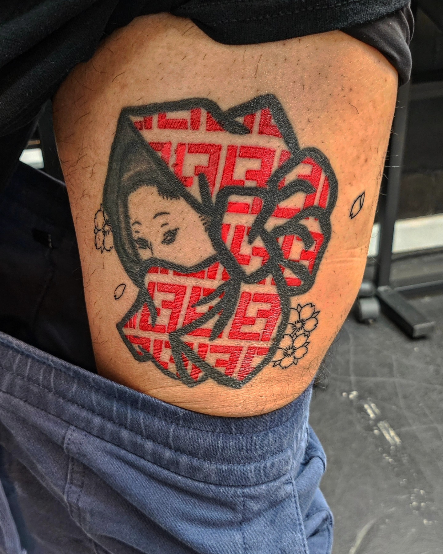 Anime character anime tattoo on the thigh by 𝕸 𝖆 𝖓 𝖔 𝖑 𝖔