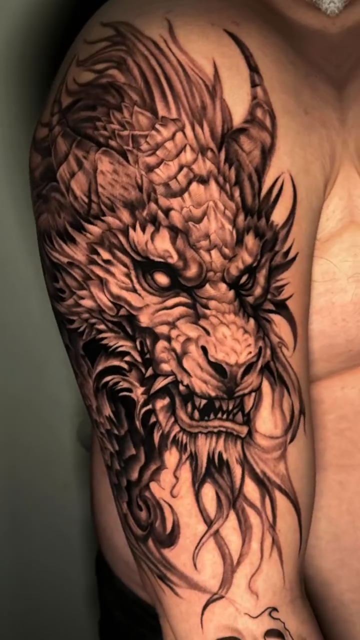 Tattoo by @kodi_tattoo β realism, black_and_grey
