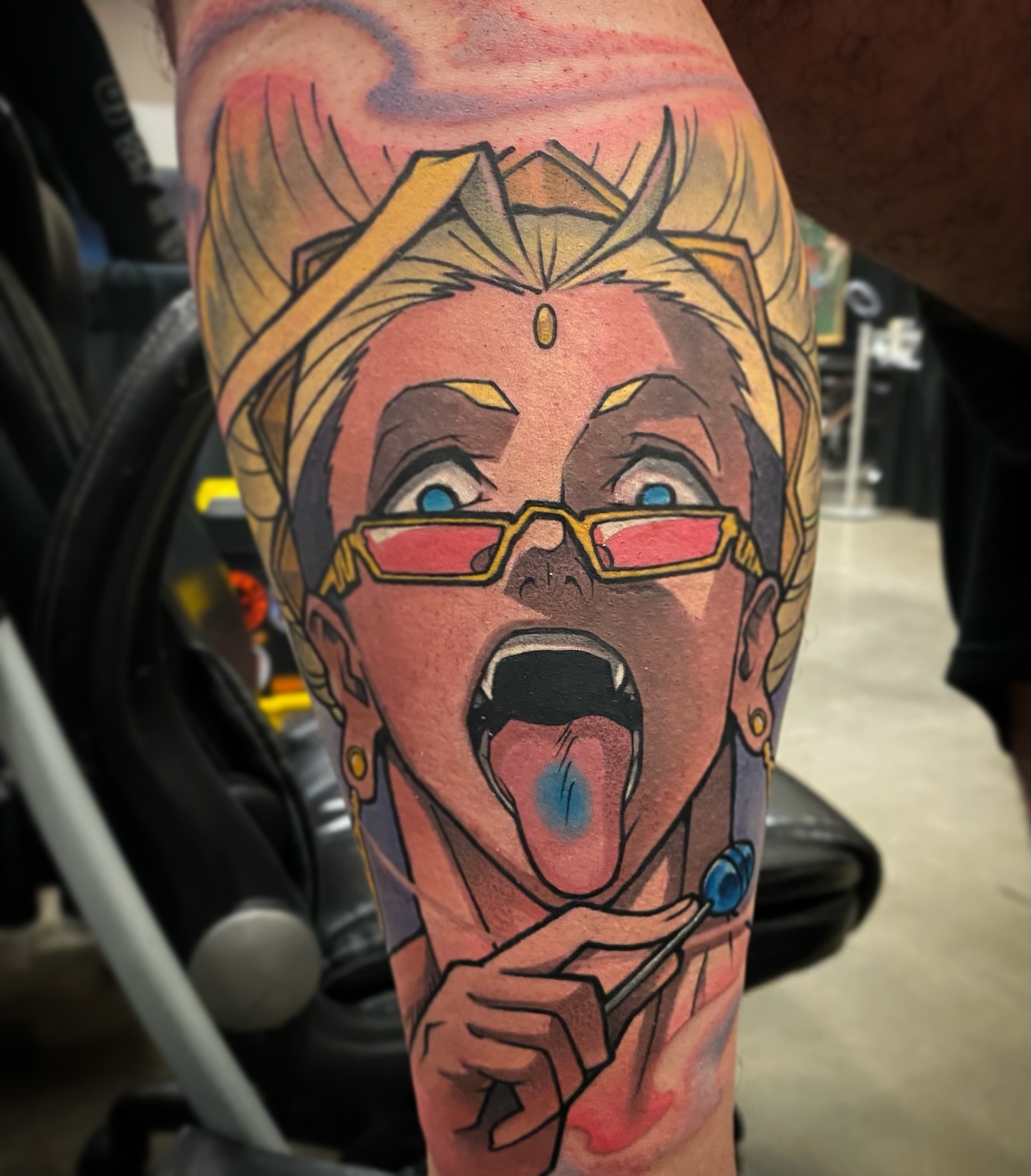 Anime character anime tattoo on the forearm by Angel Rodriguez