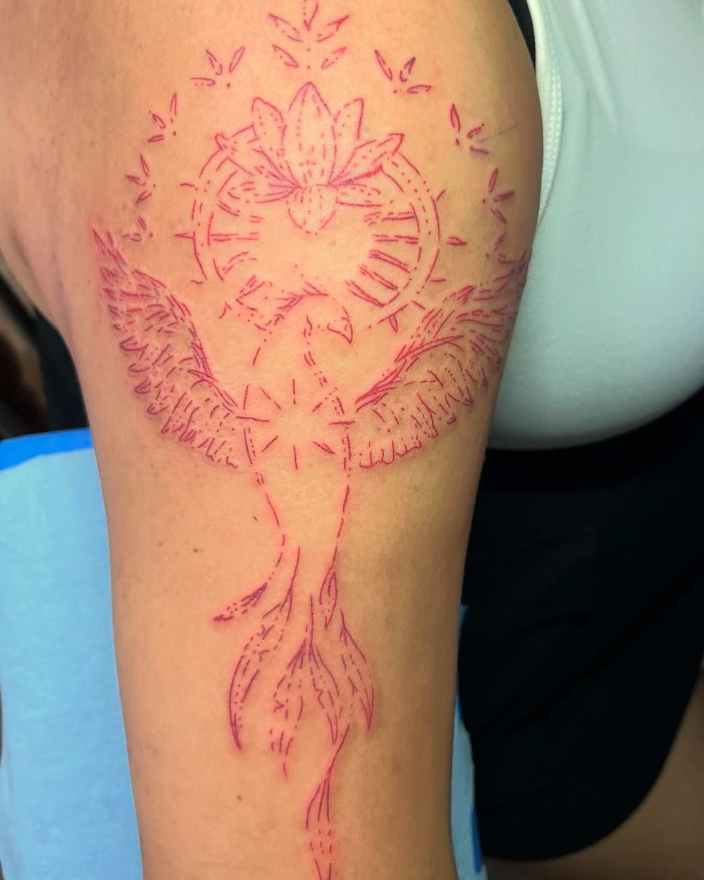 Angel geometric tattoo on the forearm by Angel Arceo