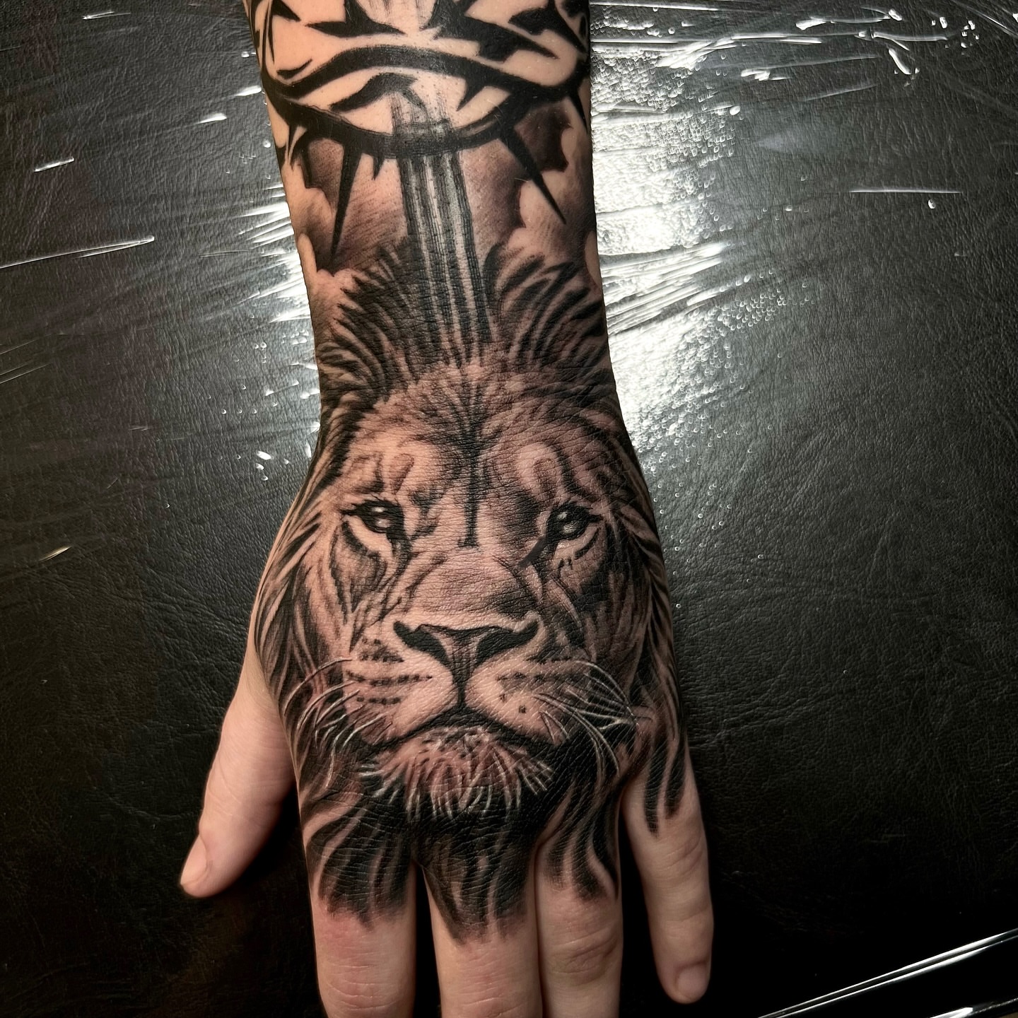 Tattoo by @ozzyblacklinetattoo — realism, black_and_grey