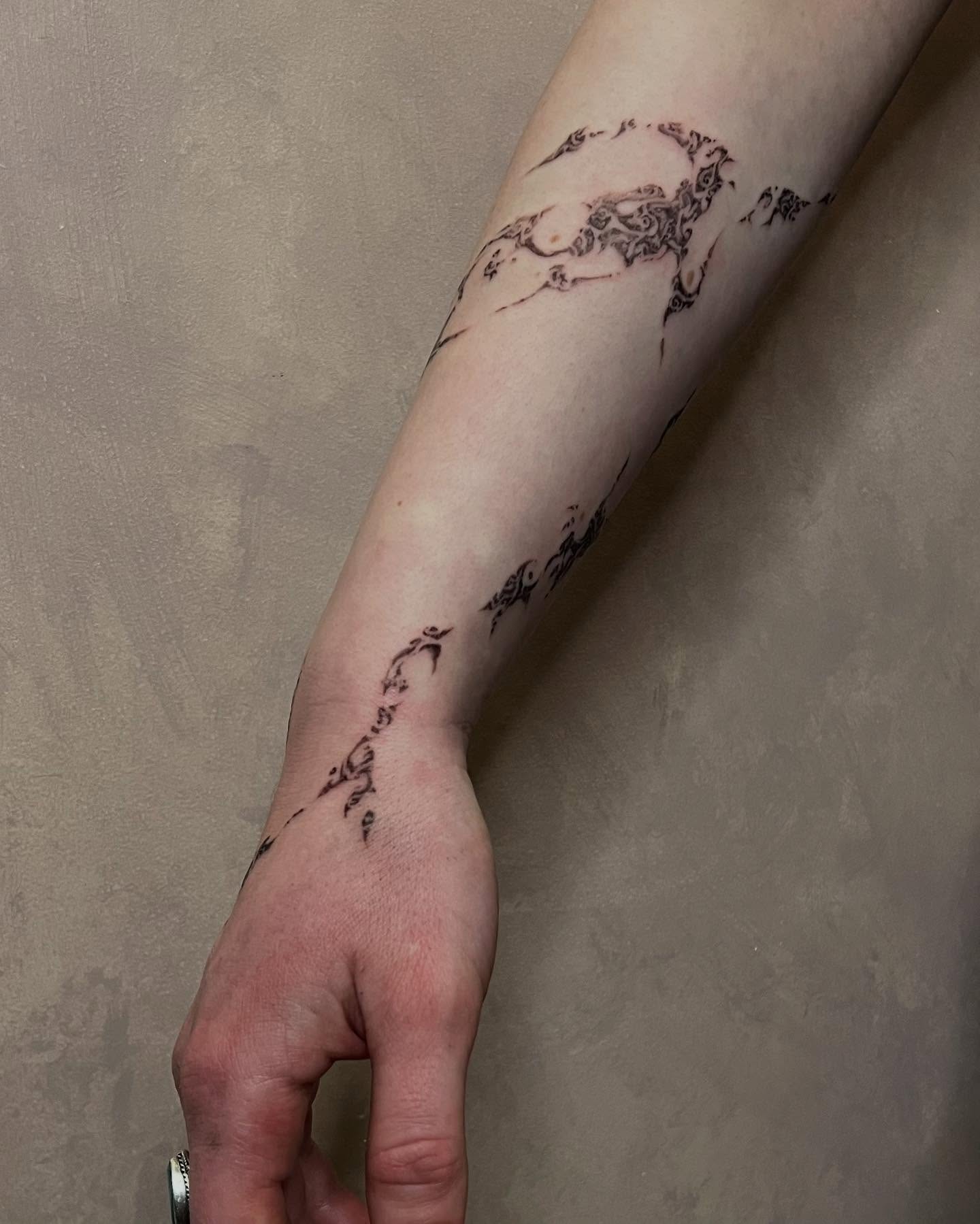 Tattoo by @orbritual — black_and_grey