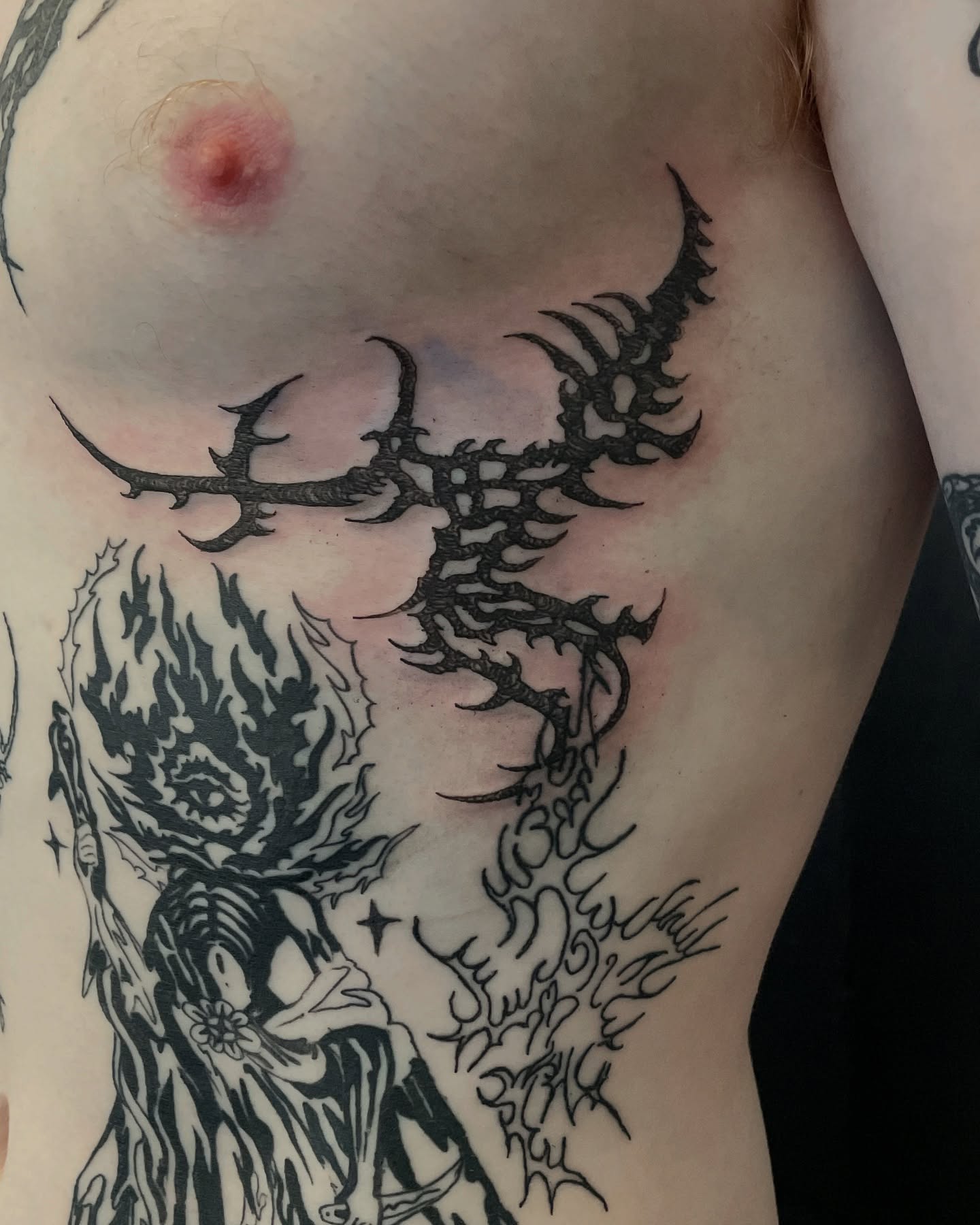 Tree with face dark realism tattoo on the chest by ɴᴏᴍᴢ ᴅʏsᴇᴍʙᴏᴅɪᴍᴇɴᴛ