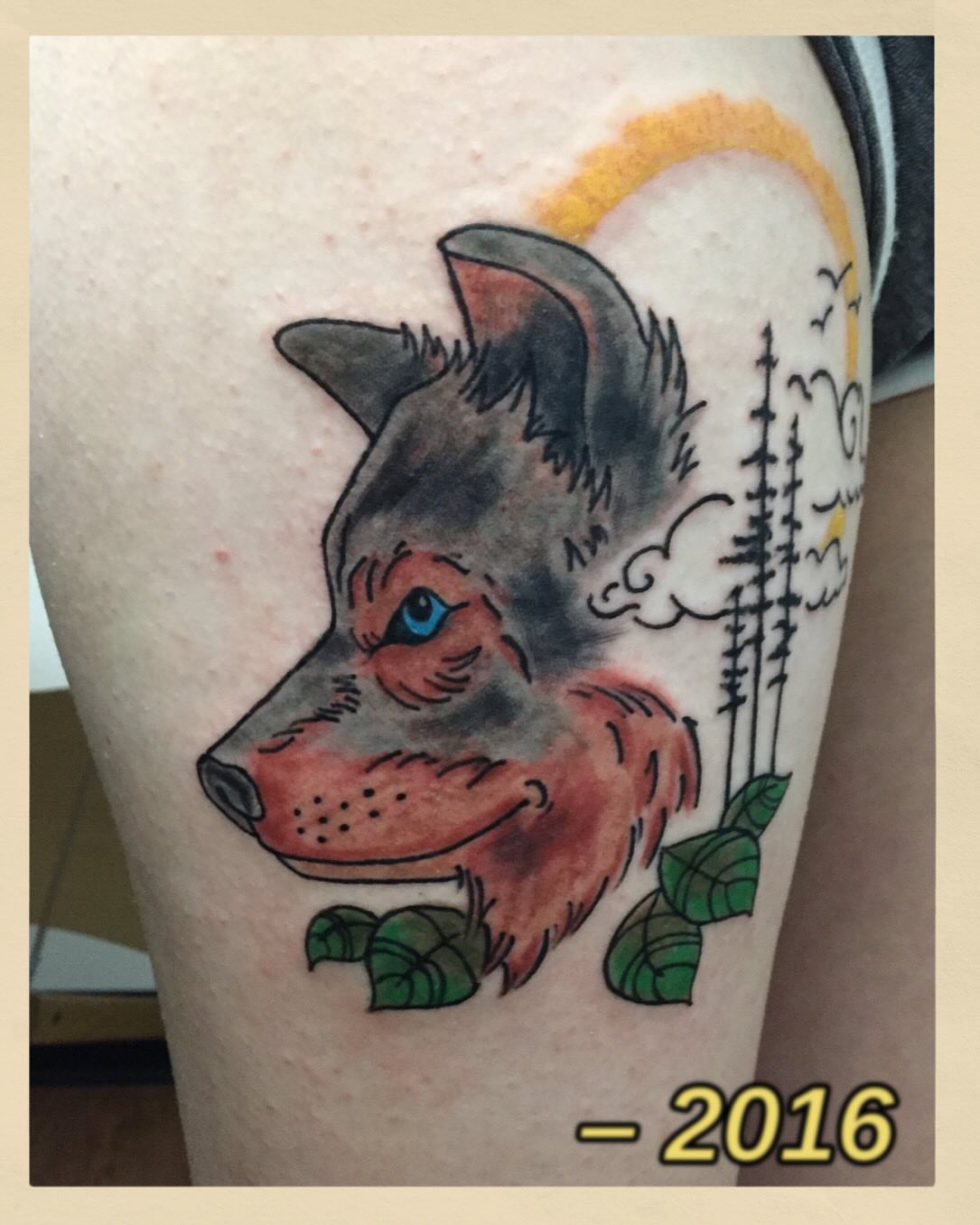 Wolf American traditional tattoo on the forearm by ..✨ K I R S T y y O R K ✨..